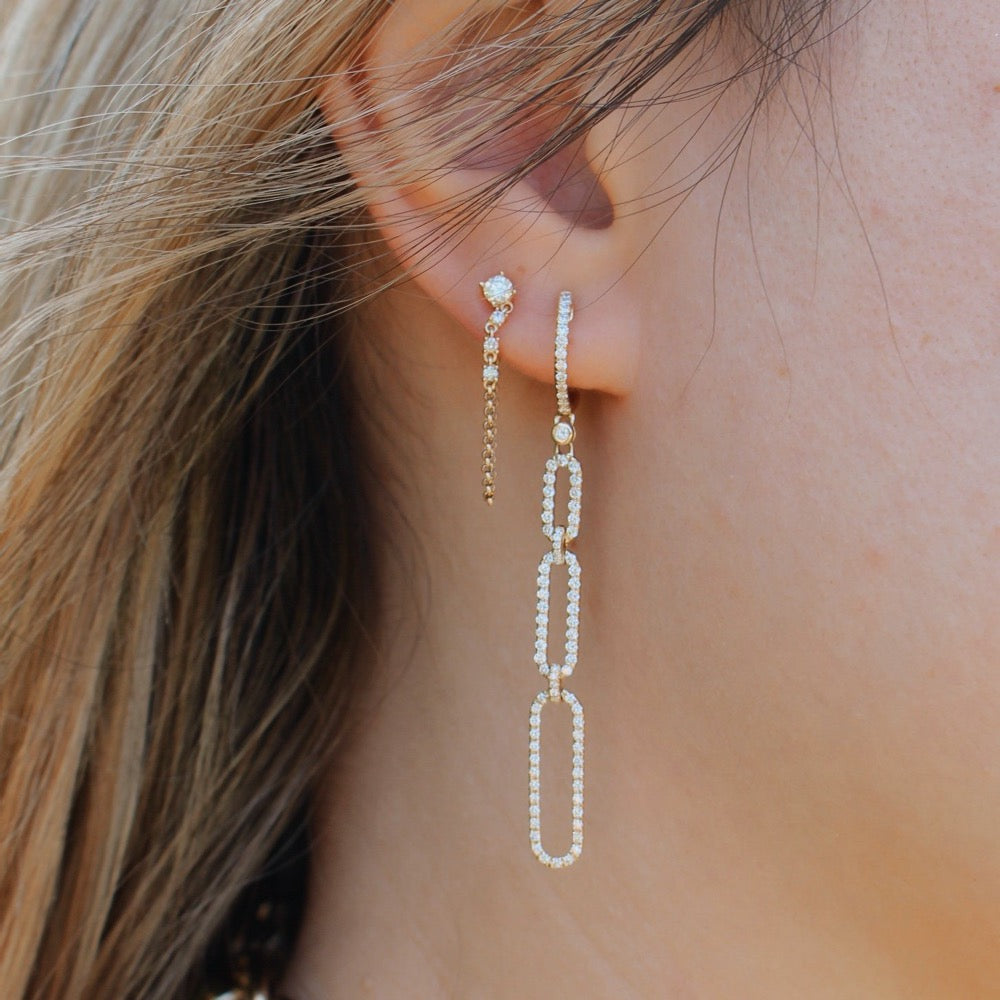 Gold Diamond Chain Drop Earring