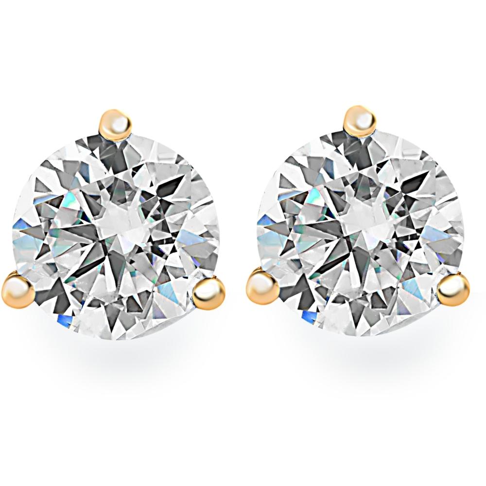 .33Ct Round Brilliant Cut Natural Diamond Stud Earrings in 14K Gold Martini Setting