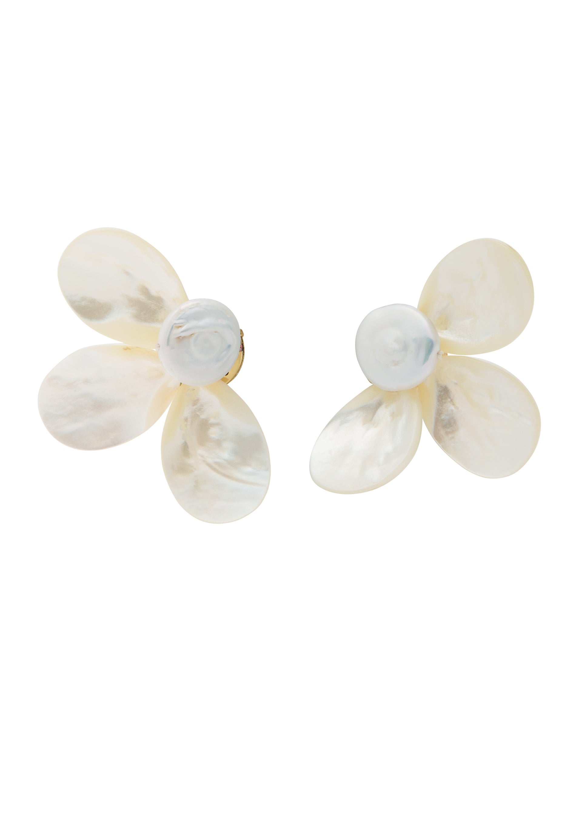 Fada shell and pearl clip-on earrings