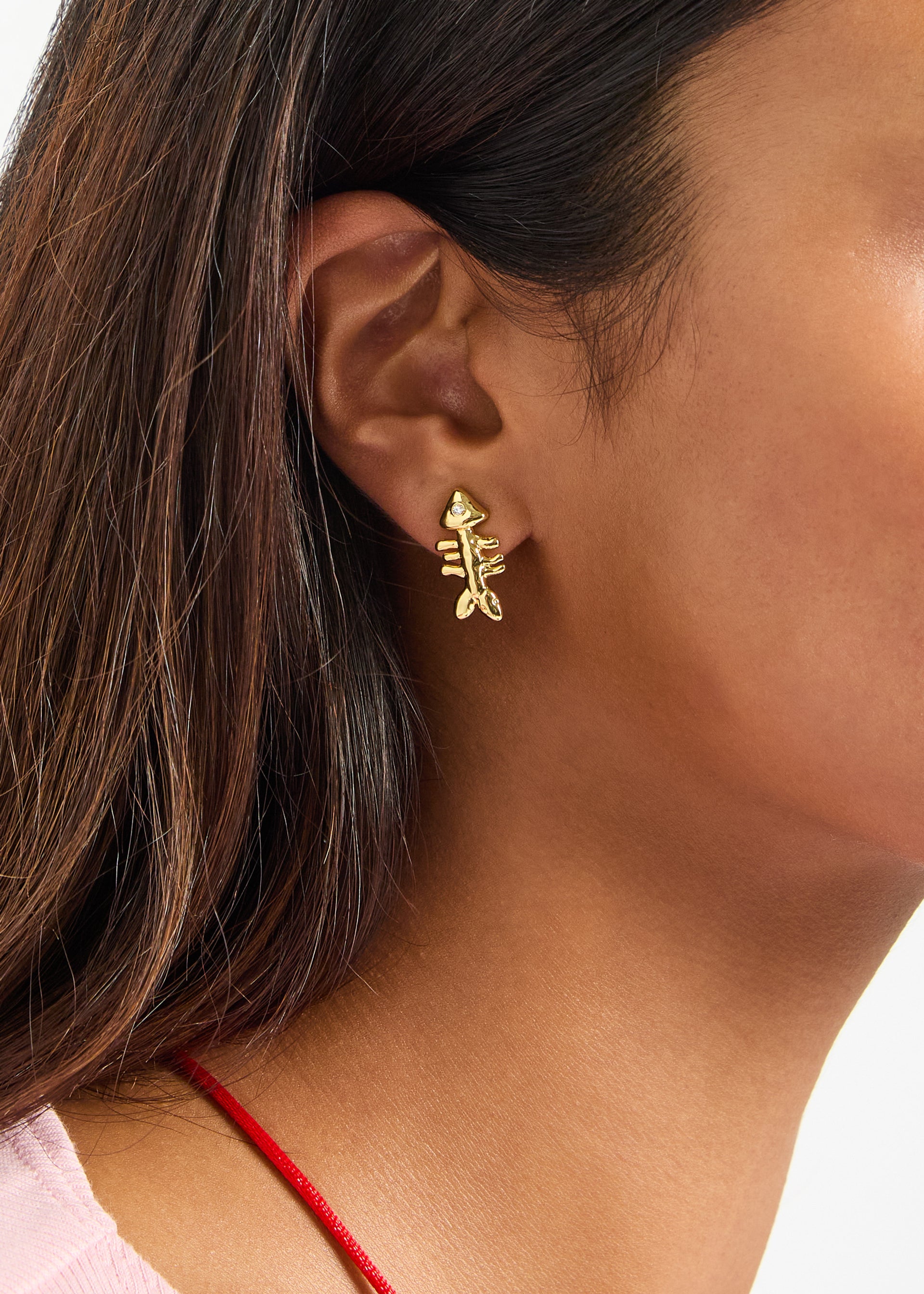 Sardine And Fishbone 18kt gold-plated drop earrings