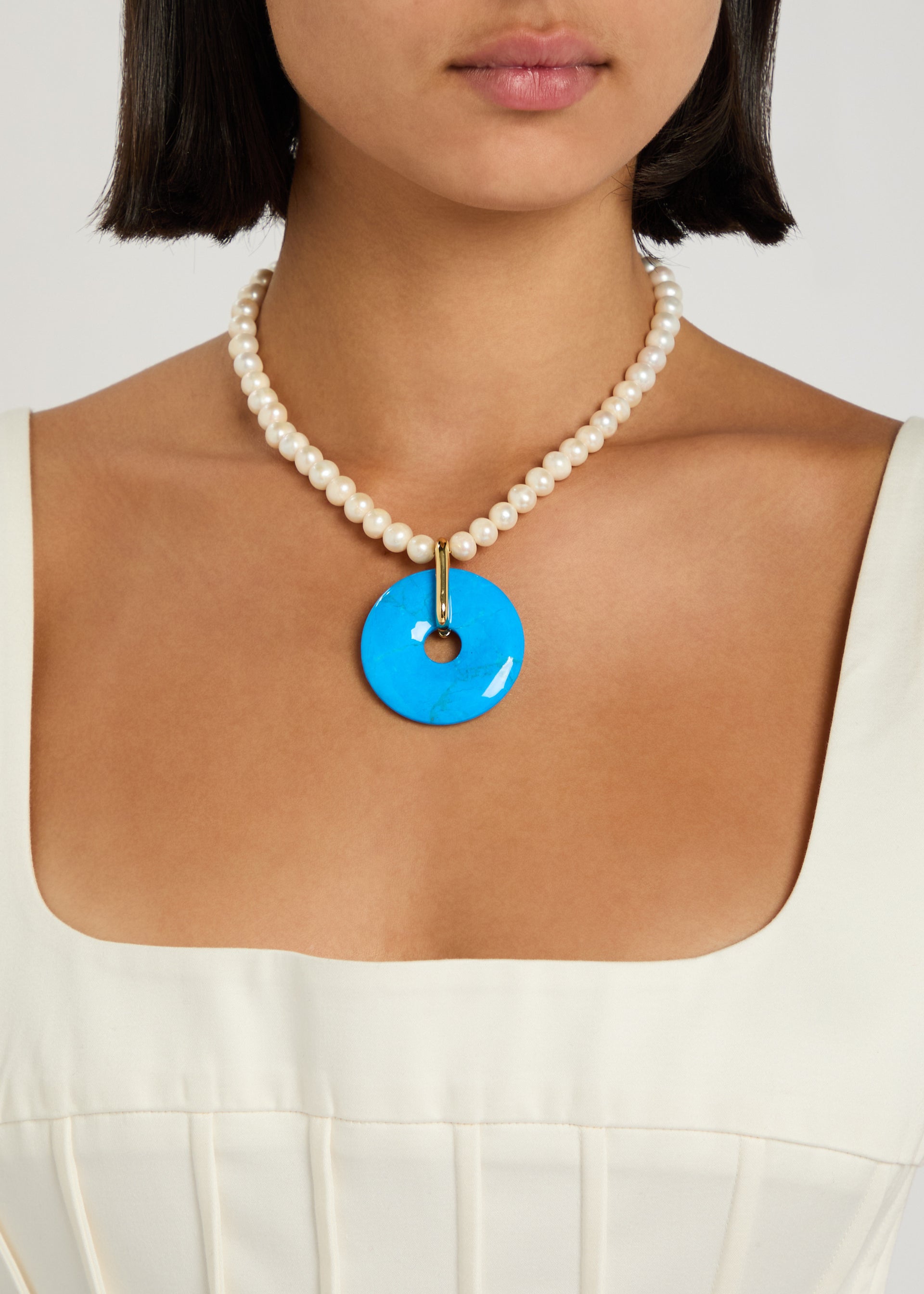 Pearl-embellished 24kt gold-plated necklace