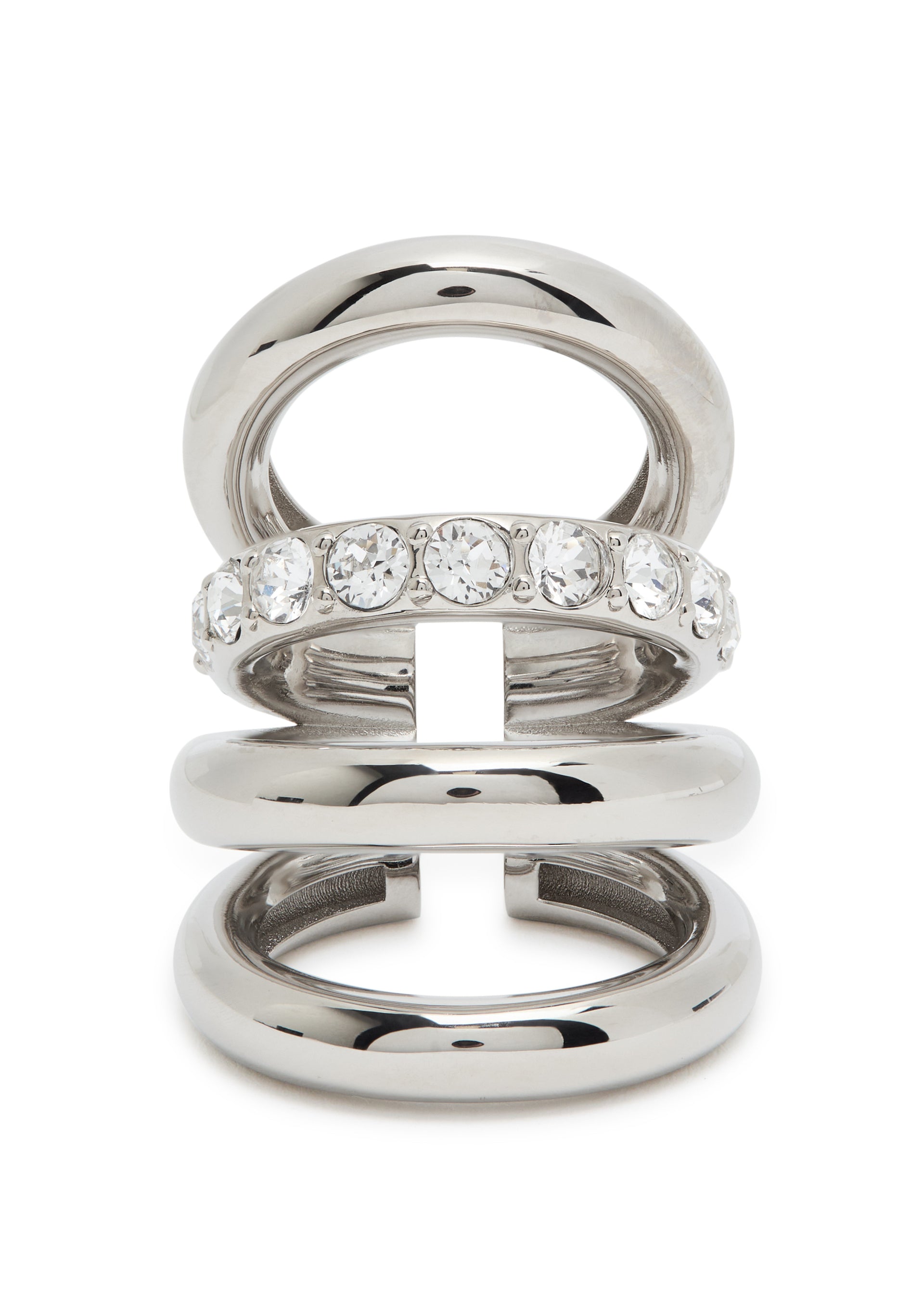 Crystal-embellished layered ear cuff