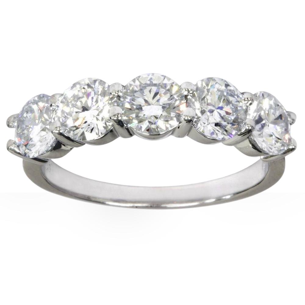 2 1/2Ct Five Stone Lab Grown Diamond Wedding Ring 14k White Gold