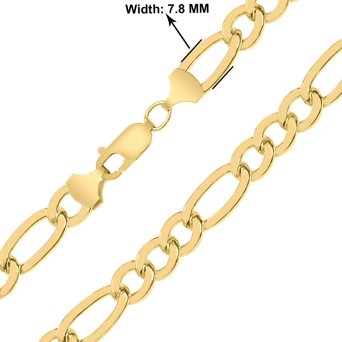 14K Filled 7.8Mm Figaro Bracelet With Lobster Clasp
