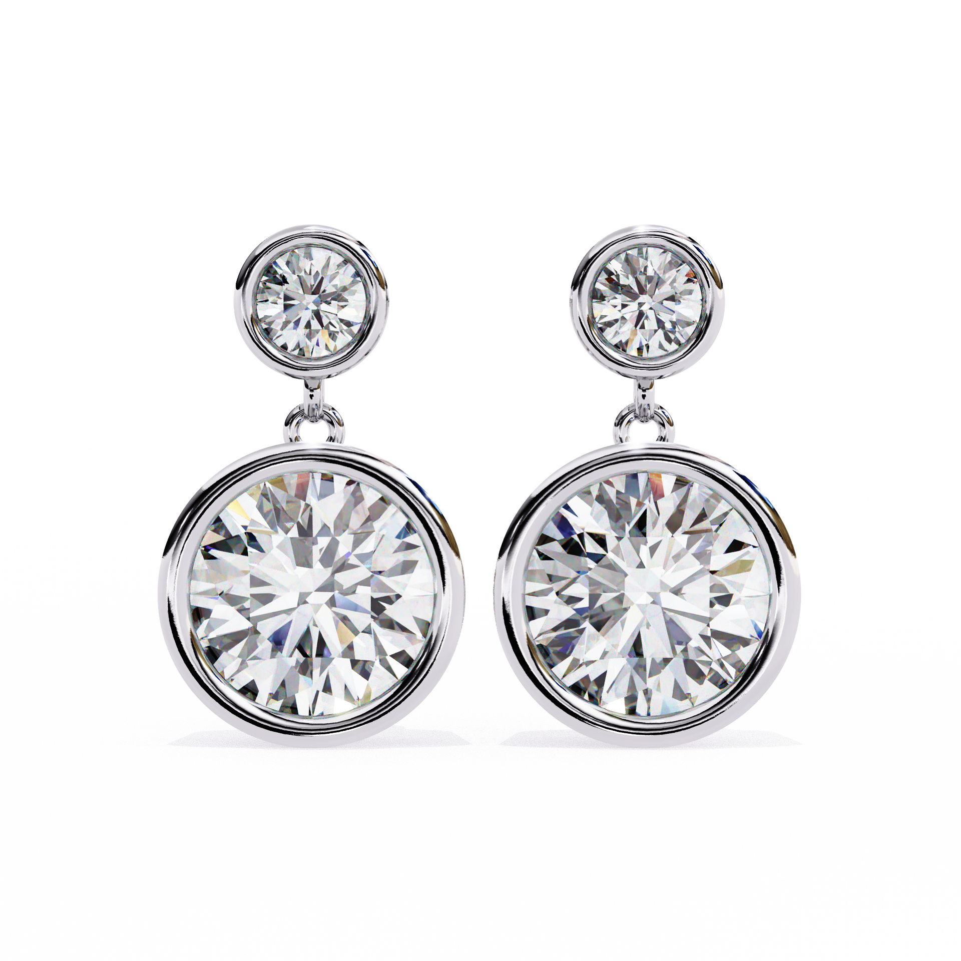 Round-Cut Lab-grown Diamond Bezel Set Earrings in 10K White Gold