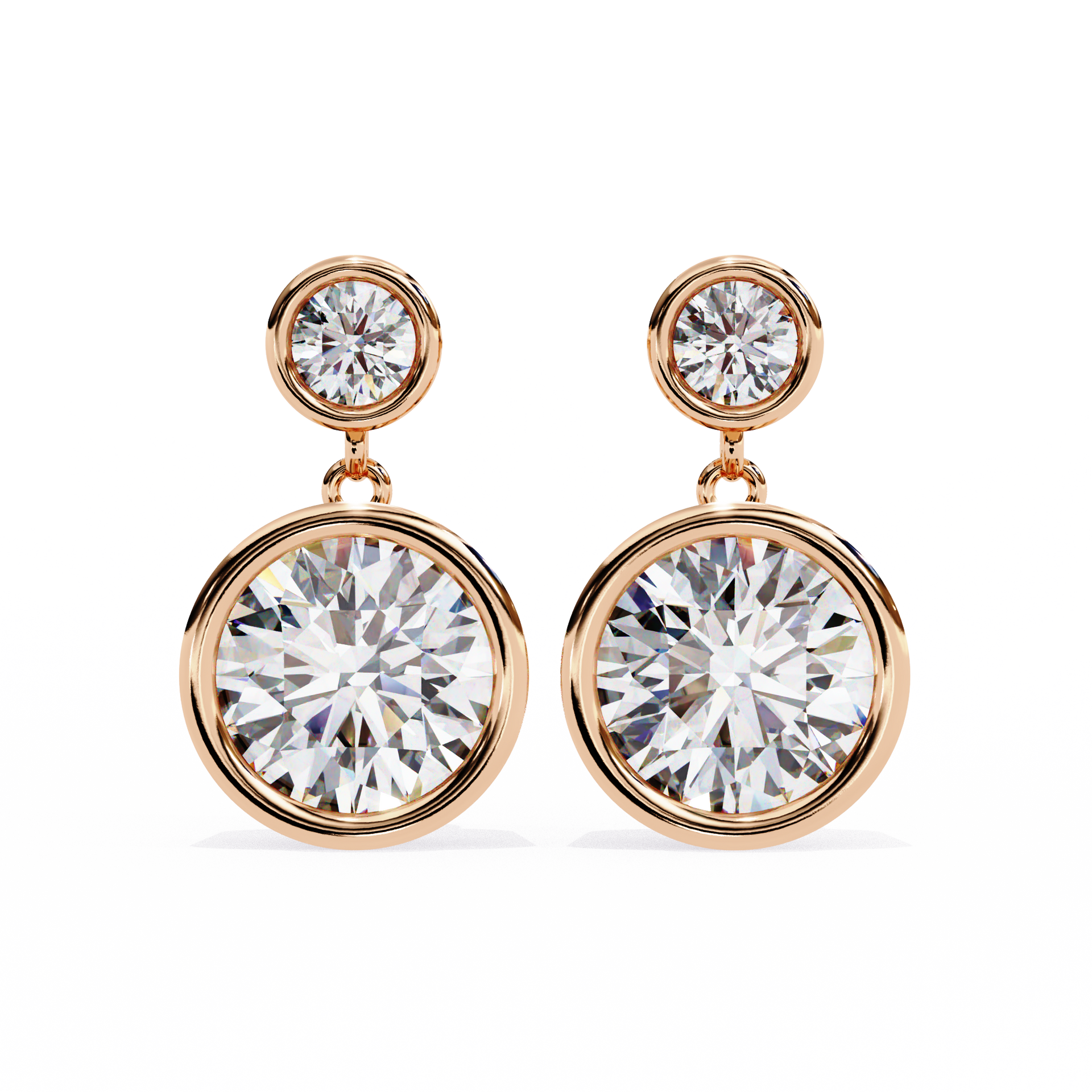 Round-Cut Lab-grown Diamond Bezel Set Earrings in 10K White Gold