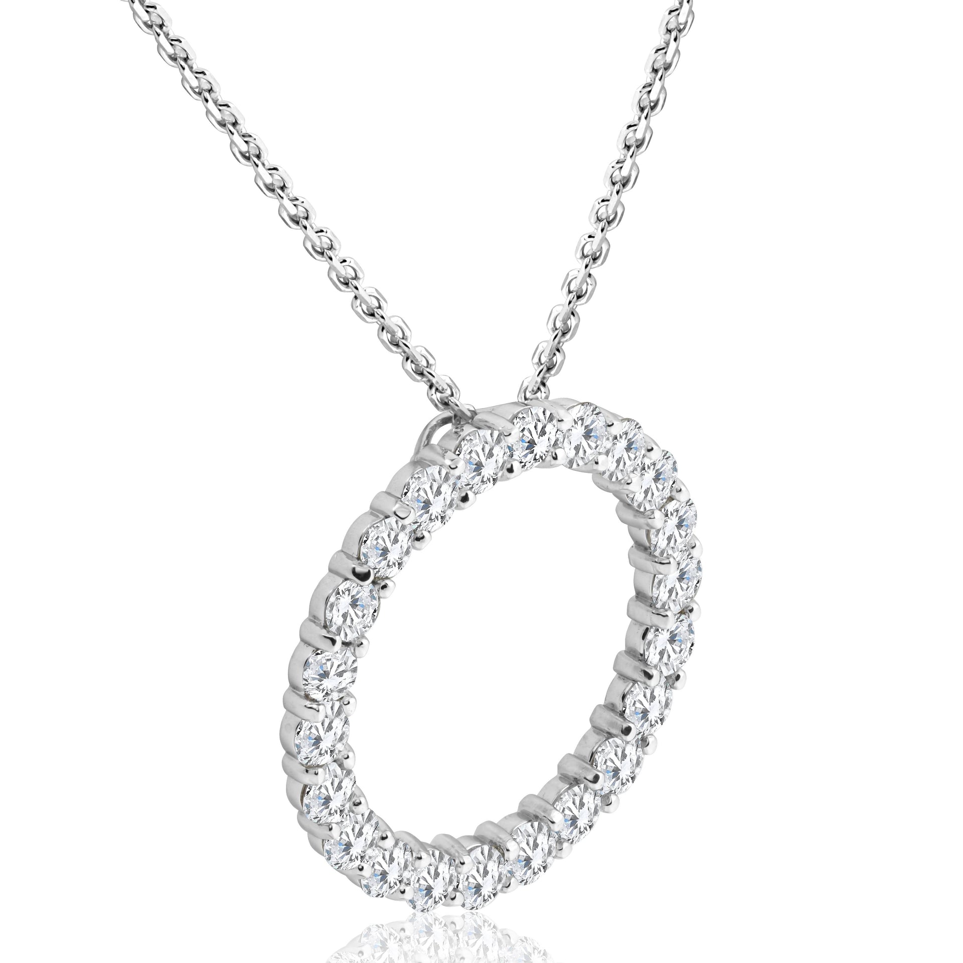 5ct Diamond Circle Pendant 14K White Gold