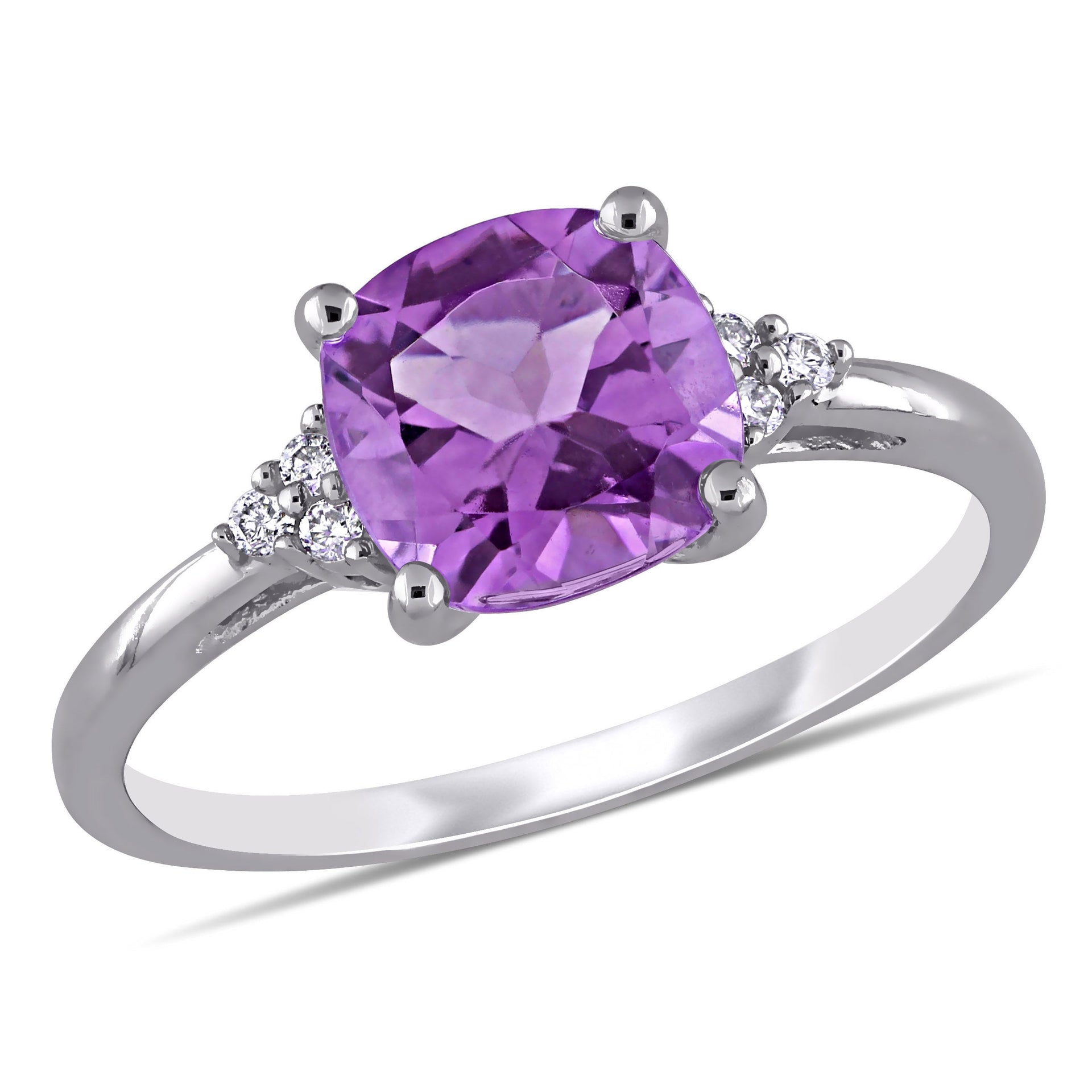 1 3/4 ct TW Amethyst Ring with Diamond Accents in 10k White Gold