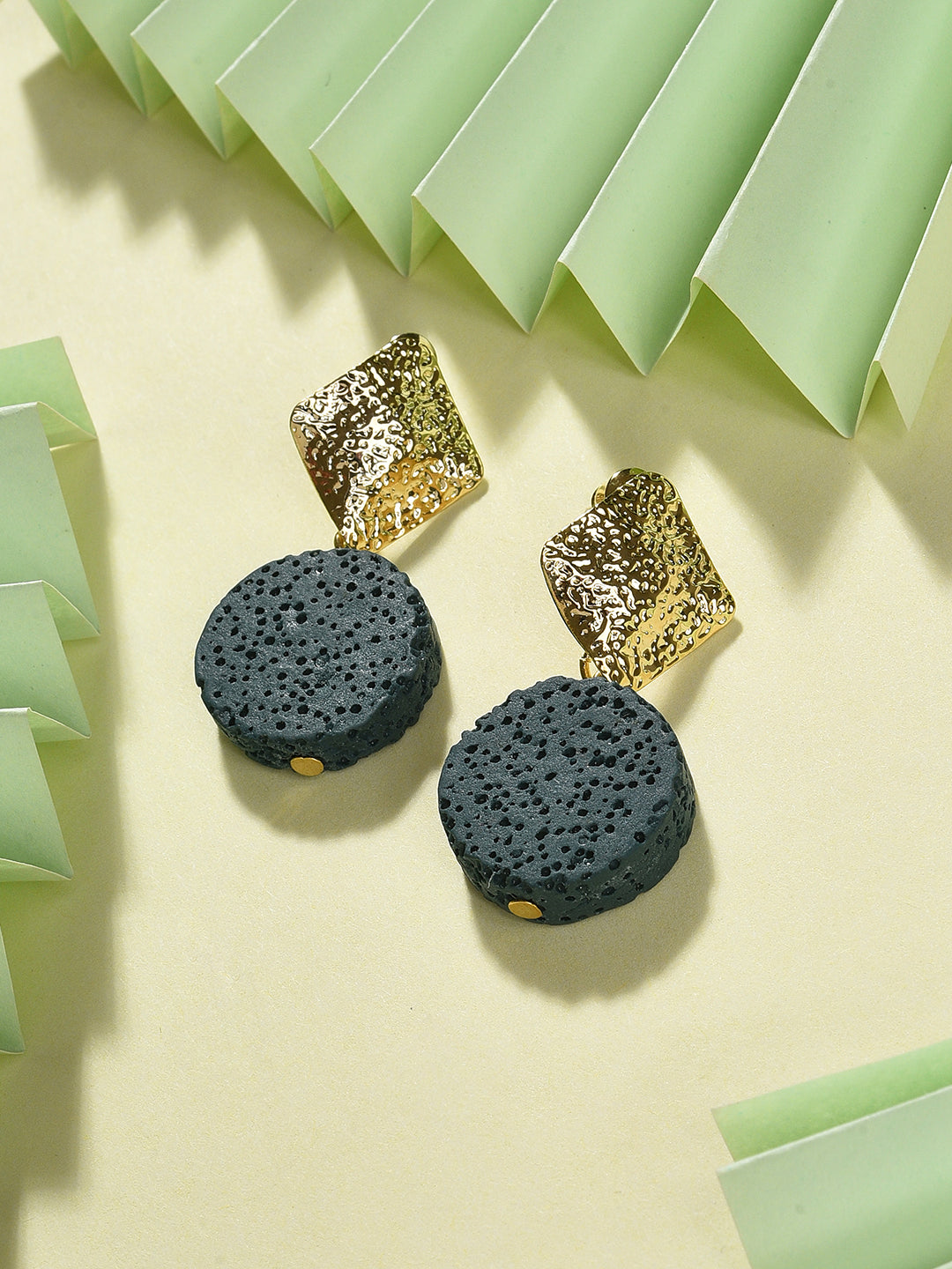 Green Contemporary Drop Earrings