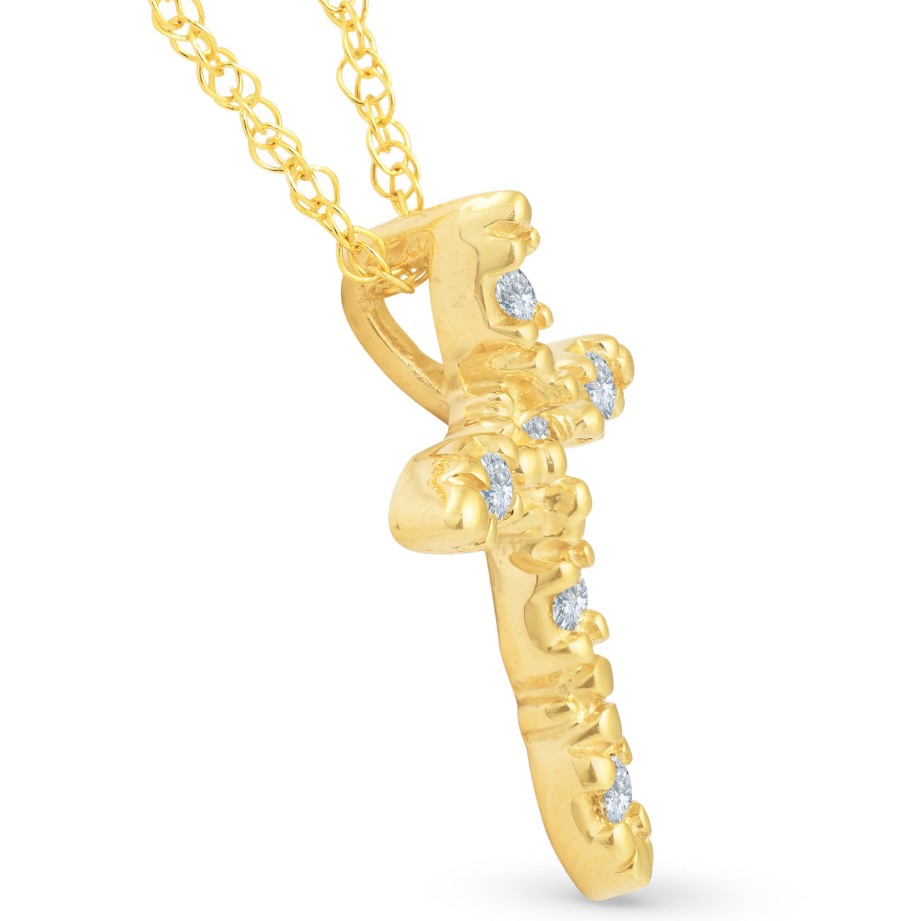 1/5ct Diamond Cross Pendant 14K Yellow Gold 3/4' Tall
