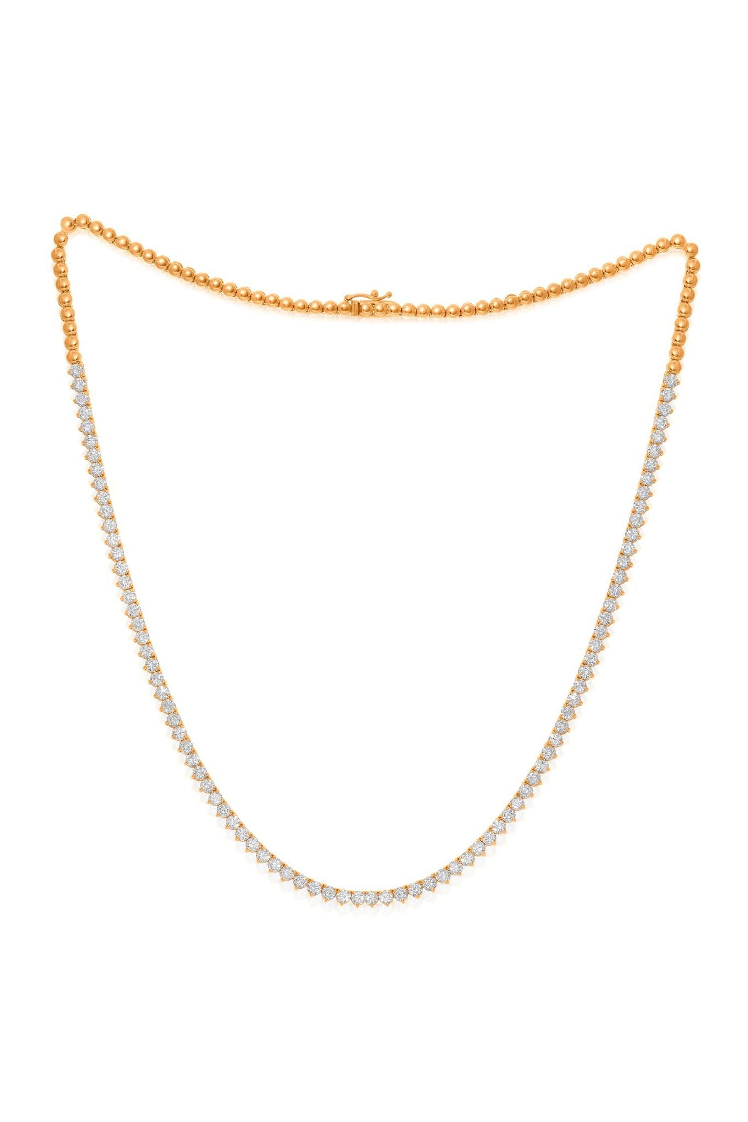 14KT ROSE GOLD DIAMOND HALF WAY NECKLACE FEATURES 3.15 CARATS OF DIAMONDS, TREE PRONG.