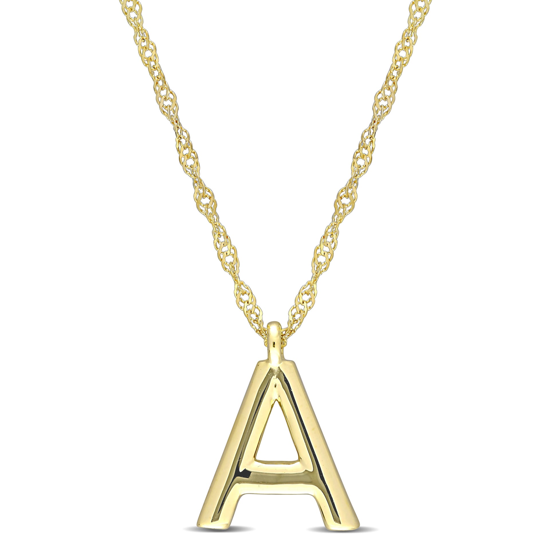 Mimi & Max Initial 'A' Pendant w/ Chain in 14k Yellow Gold