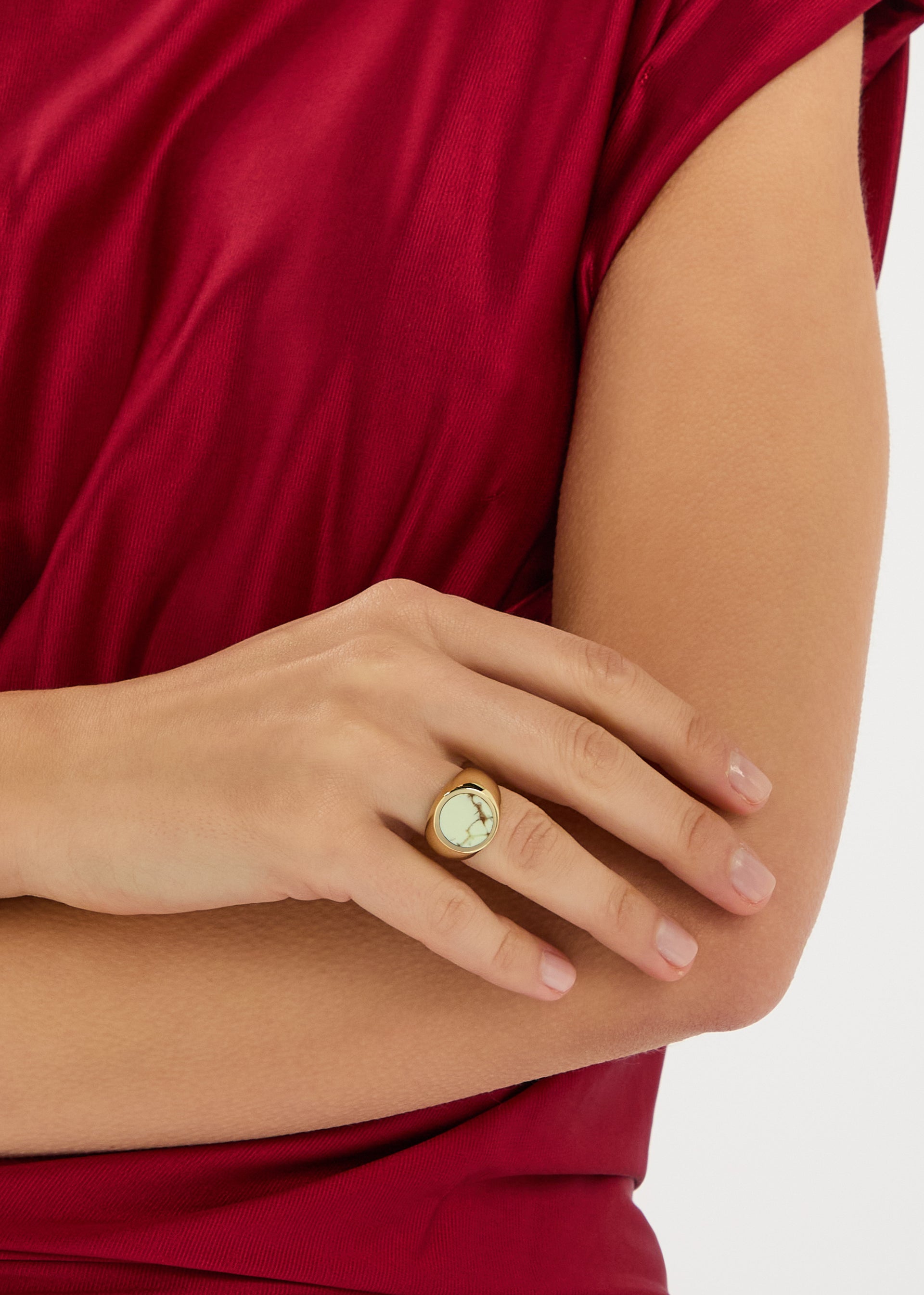 Stone-embellished signet ring