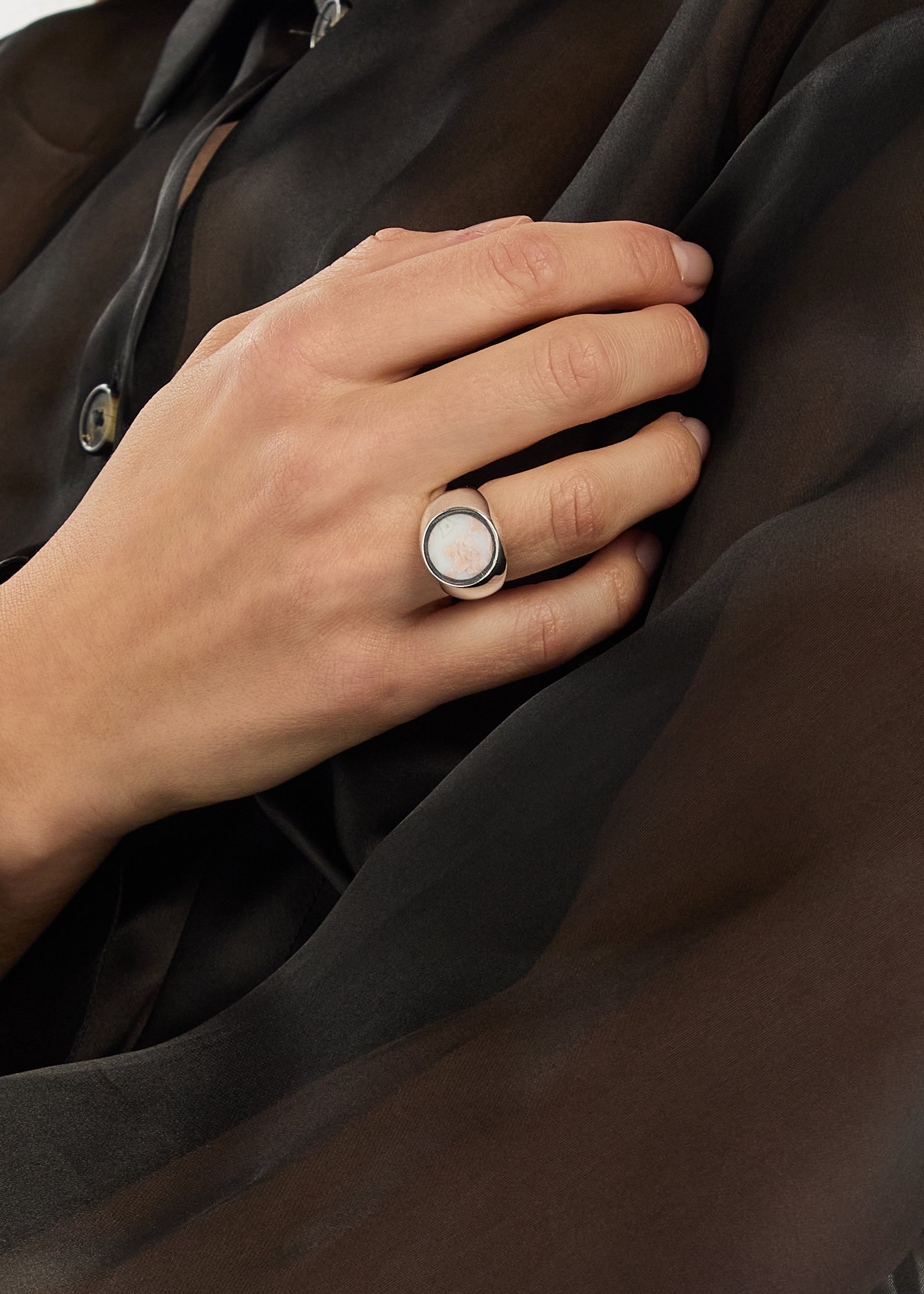 Stone-embellished signet ring