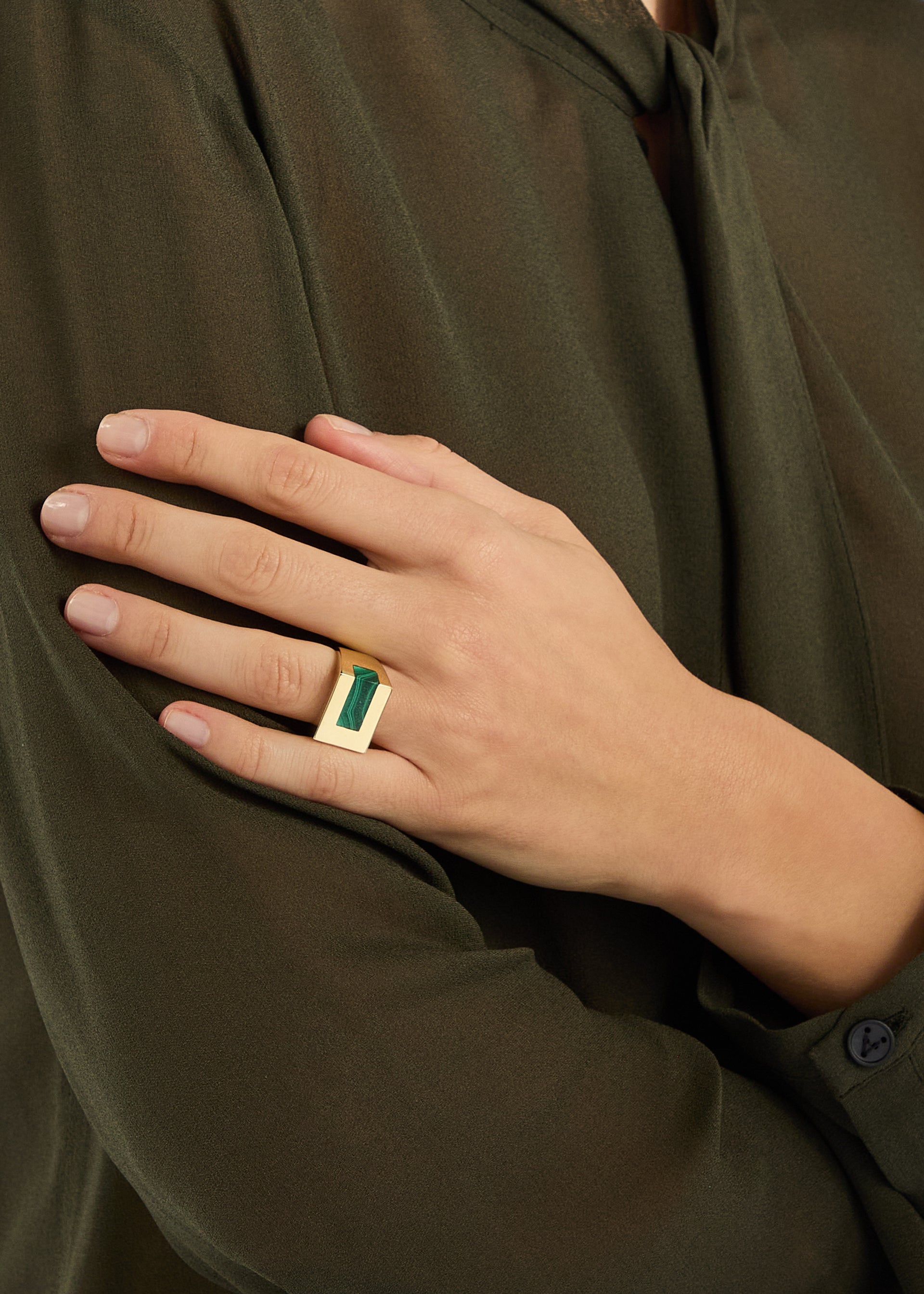 Stone-embellished brass ring