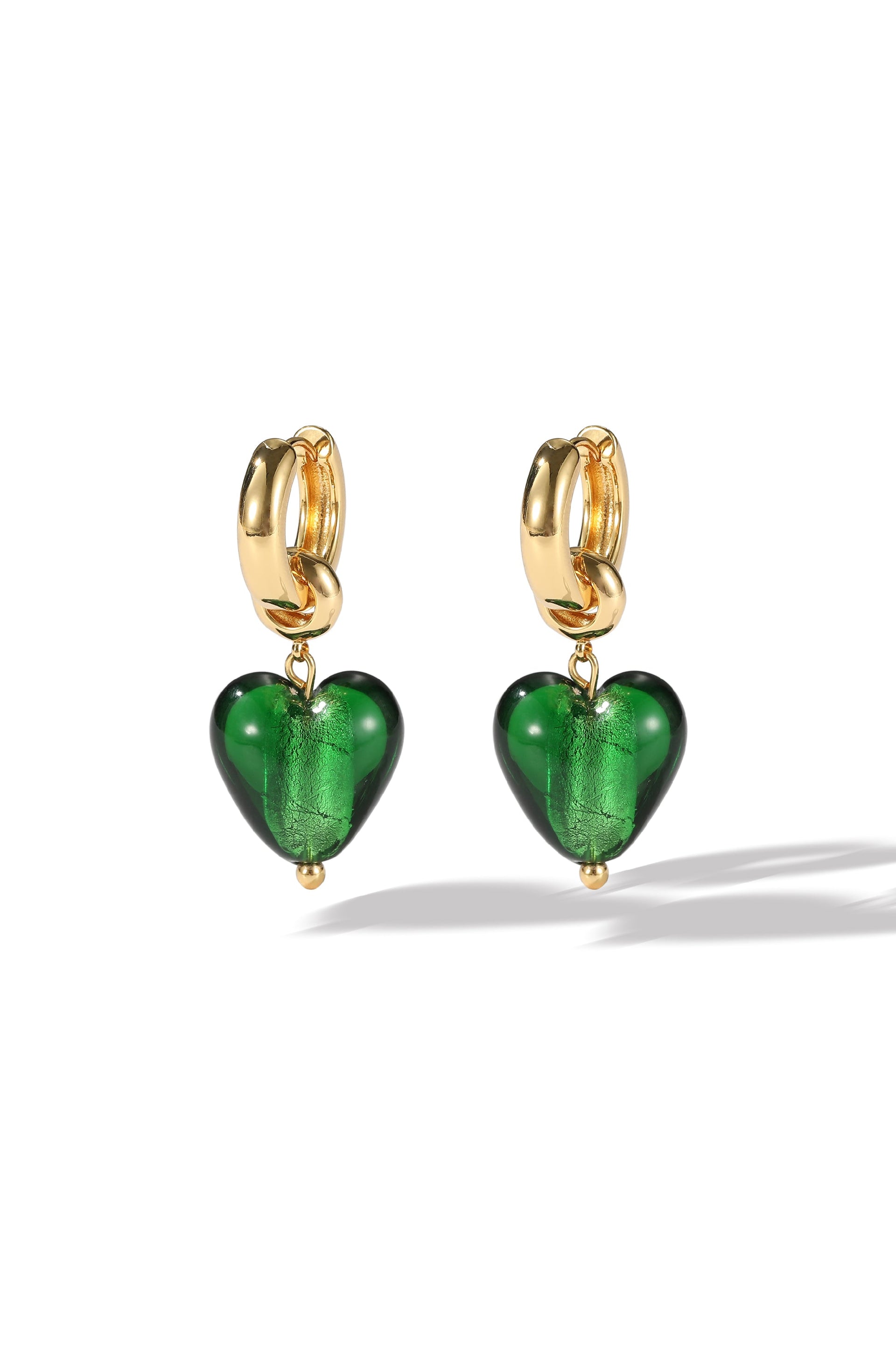 Esmée Green Glaze Heart Dangle Earrings