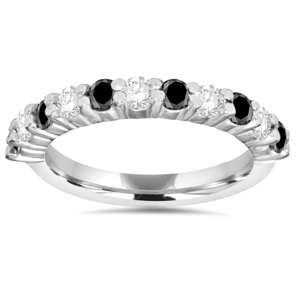 5/8 ct Black & White Diamond Wedding Ring 14K White Gold