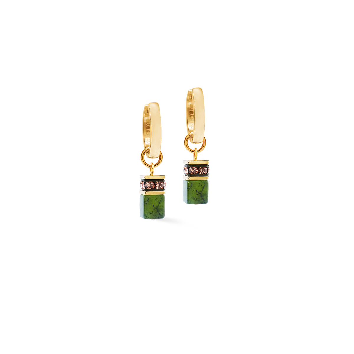 GeoCUBE® Chunky Chain hoop earrings gold-green