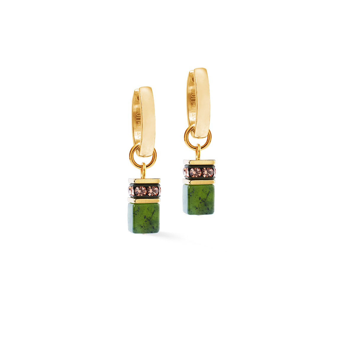 GeoCUBE® Chunky Chain hoop earrings gold-green