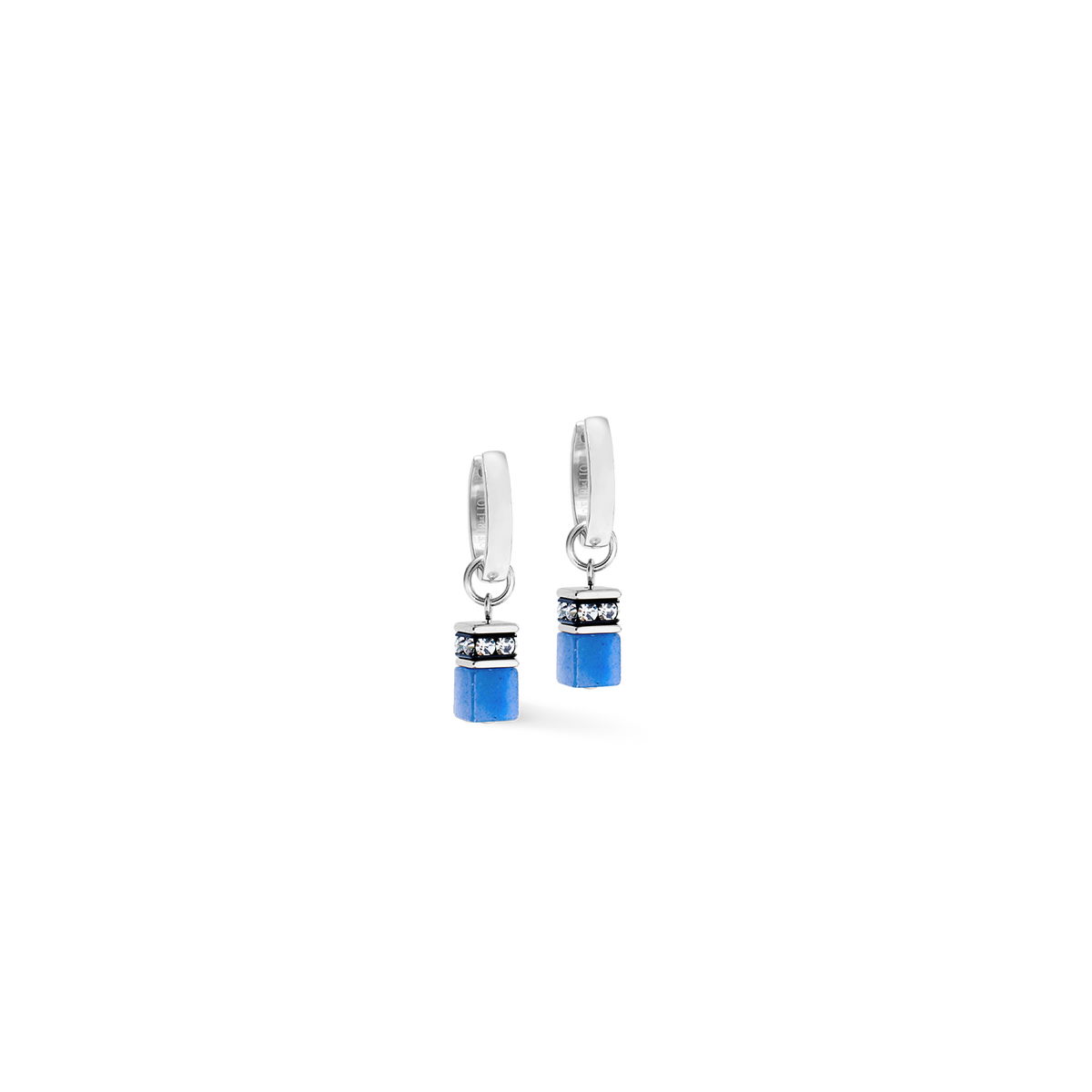 GeoCUBE® Chunky Chain hoop earrings silver-blue