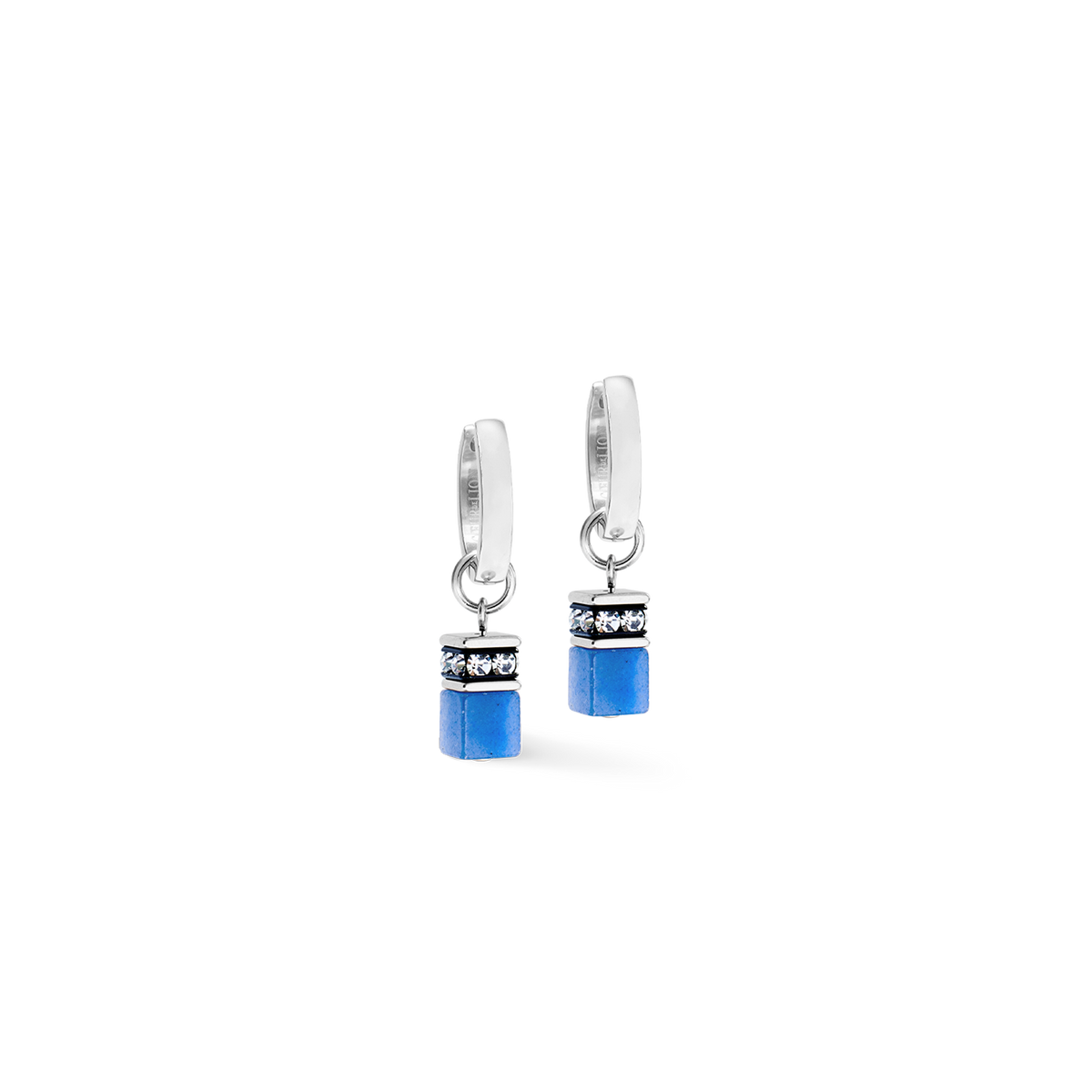 GeoCUBE® Chunky Chain hoop earrings silver-blue