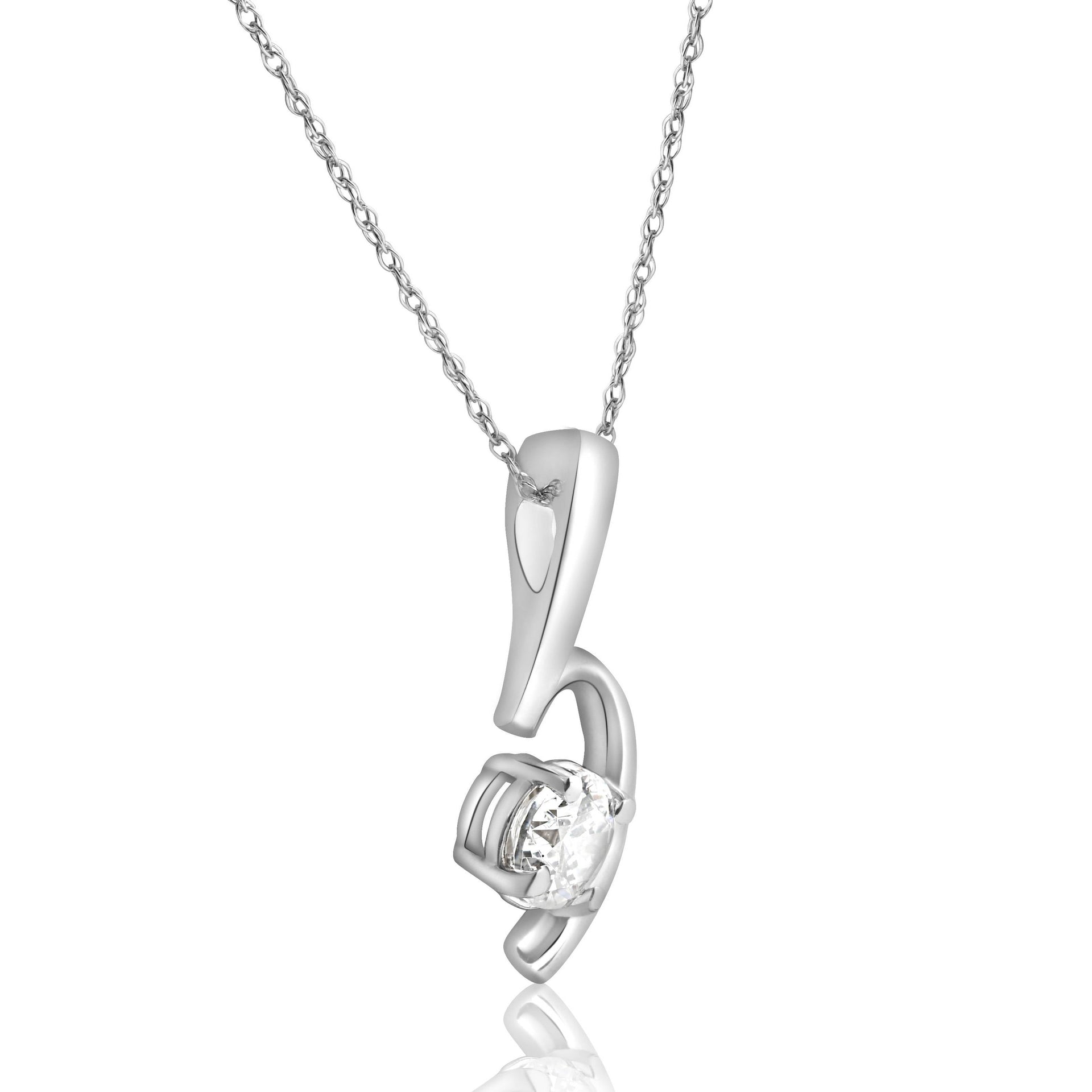 1/2 CT Solitaire Round Moissanite 10k White Gold Pendant & Chain Women's Jewelry