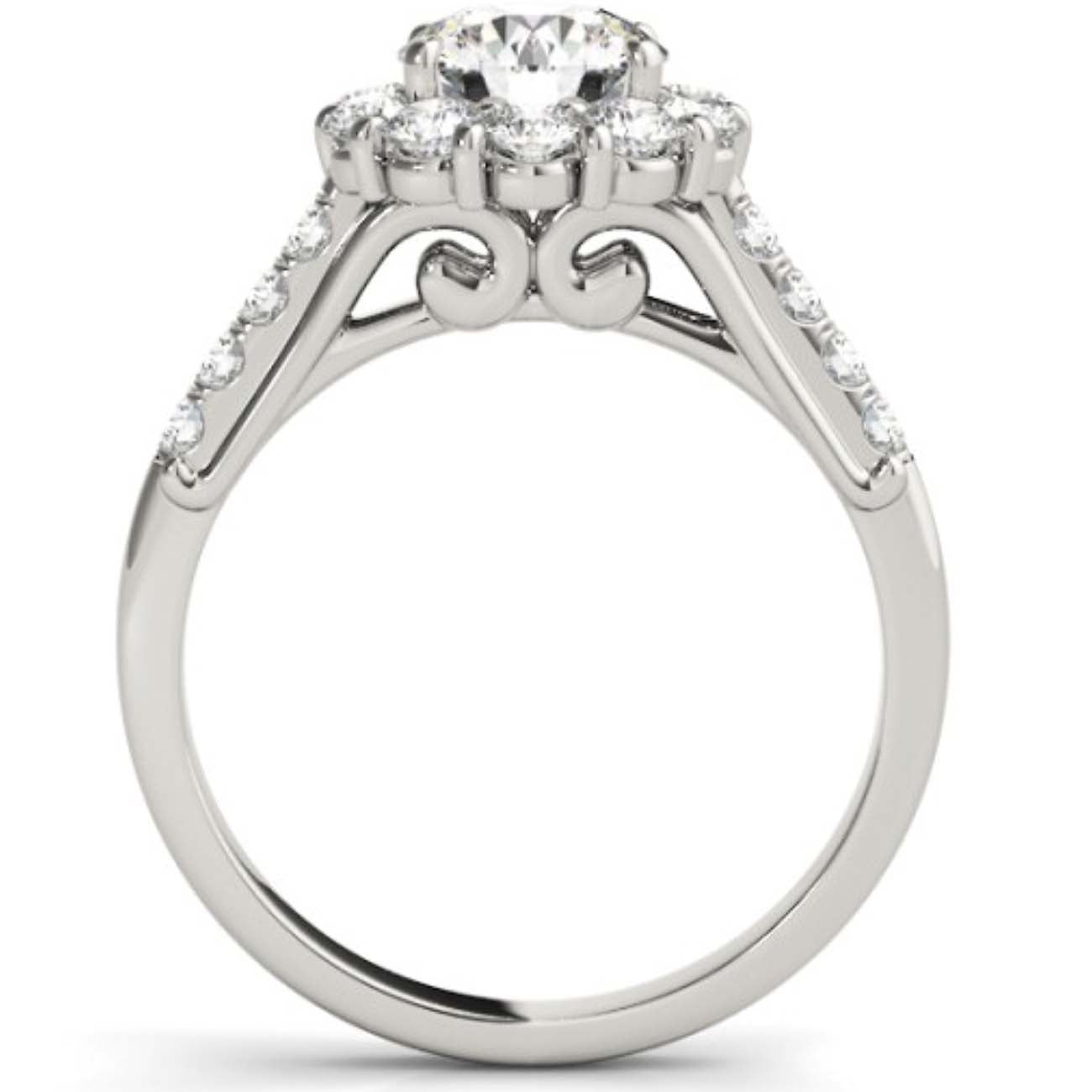 2 1/2 Ct Halo Diamond Engagement Ring 14k White Gold