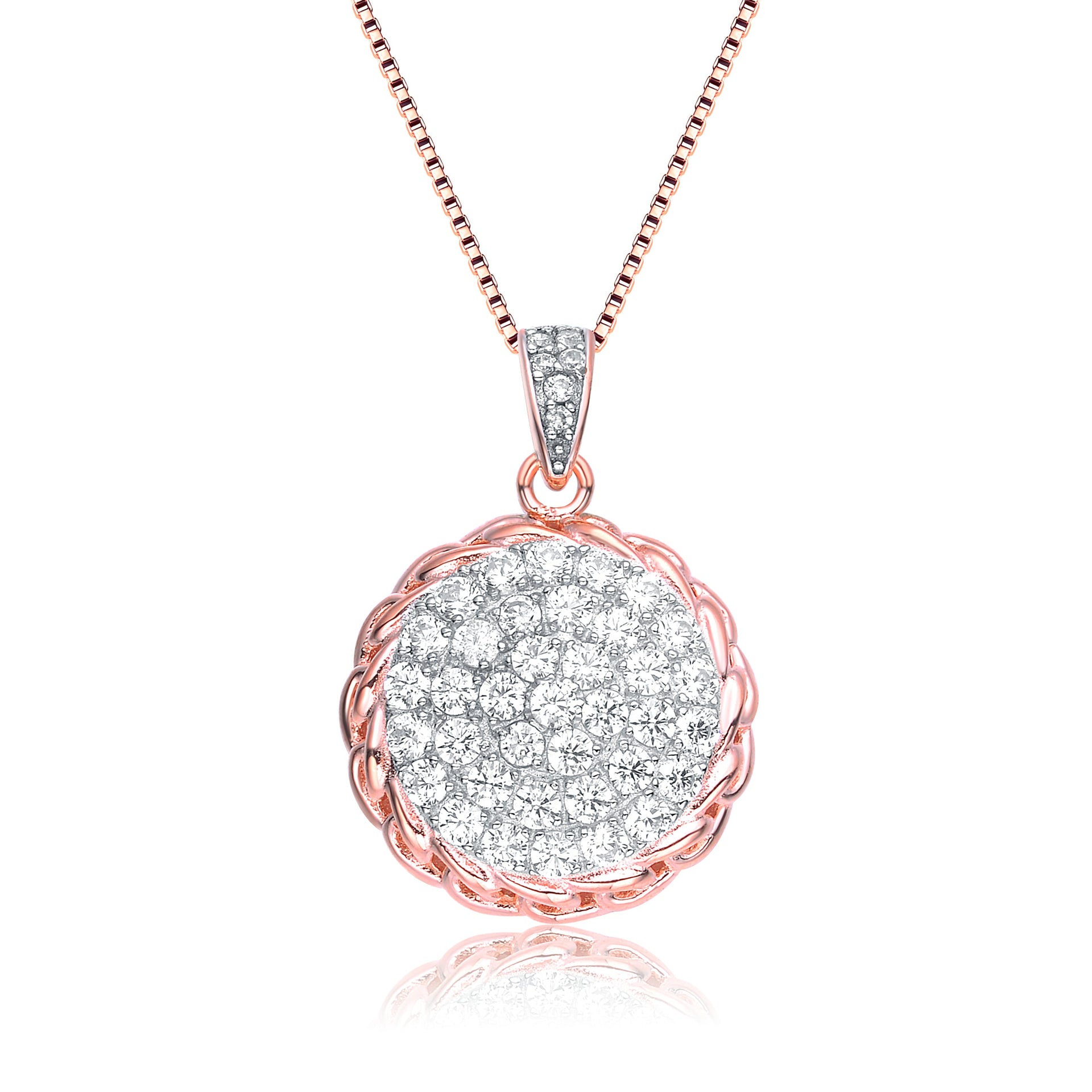 Cz Rose Gold Round Pendant
