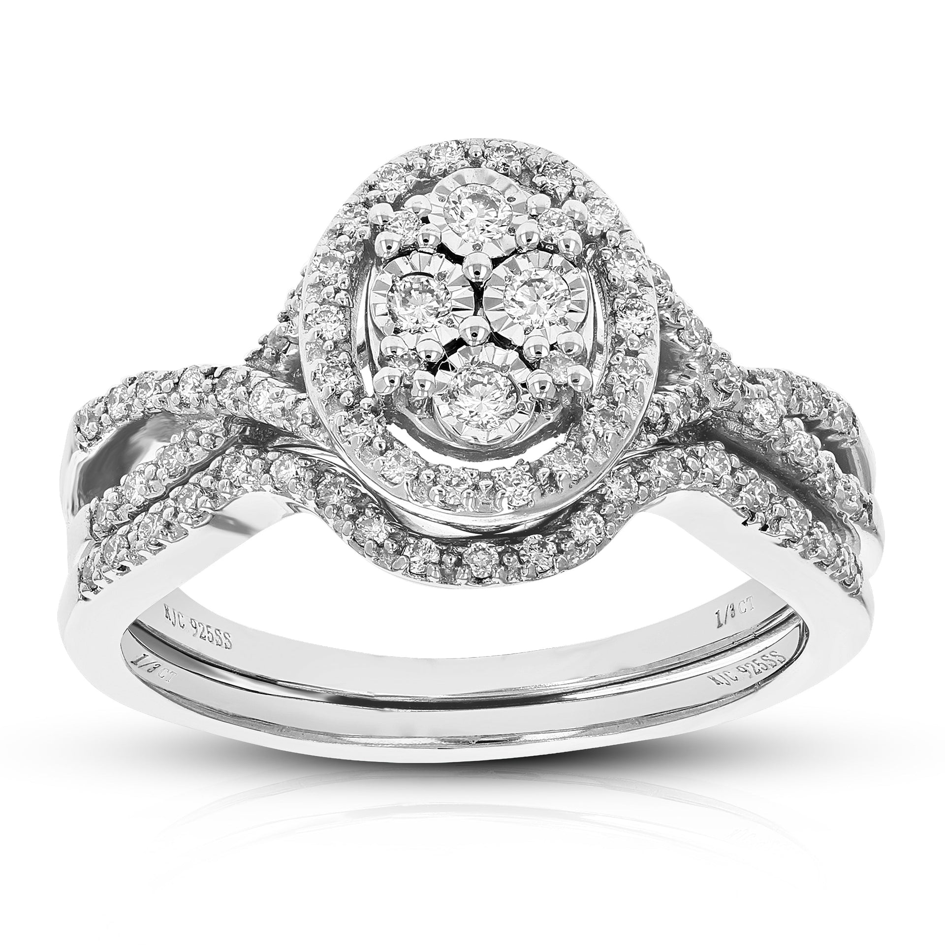 1/3 Cttw Lab Created Diamond Wedding Bridal Set Sterling Silver Prong