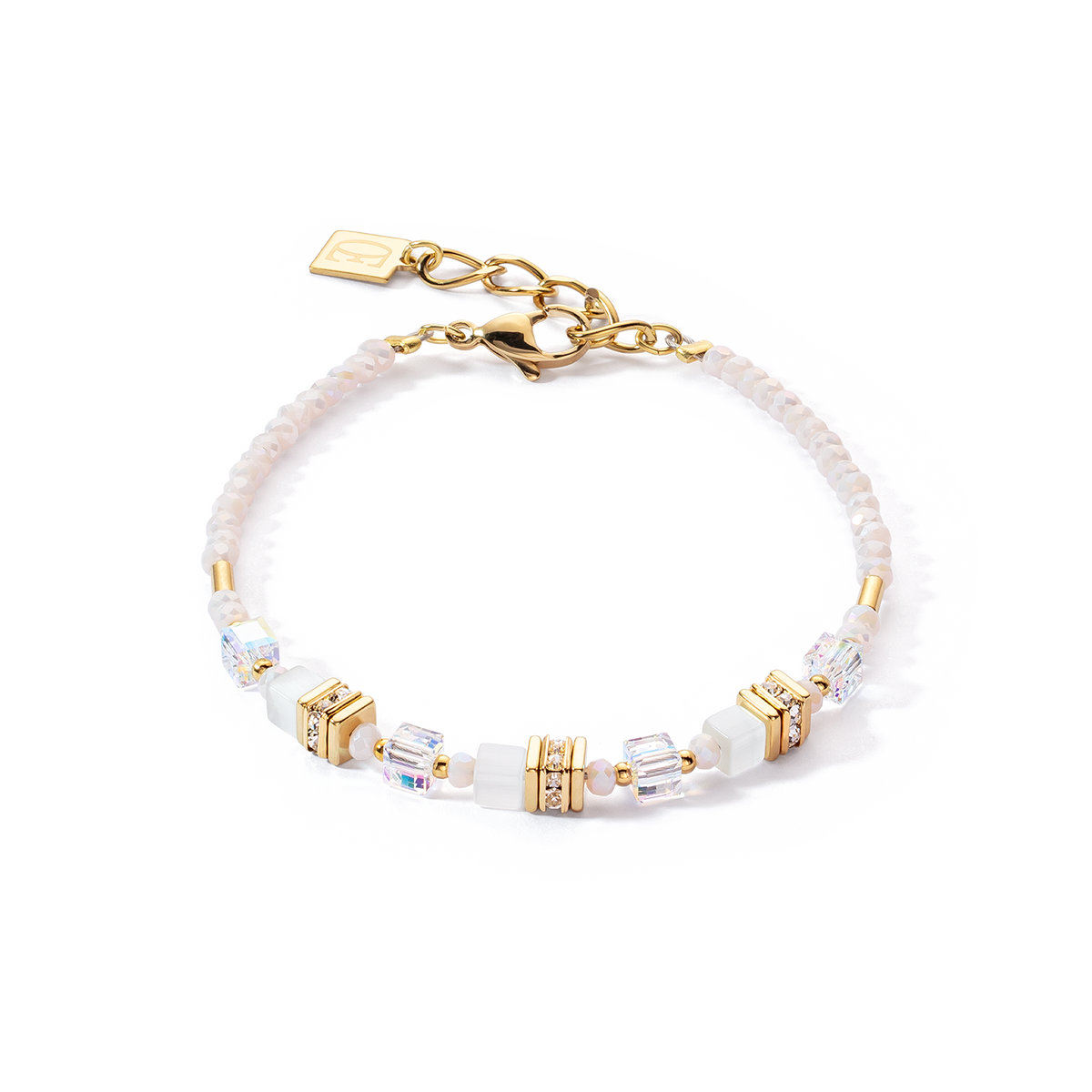 Mini Cubes bracelet gold white