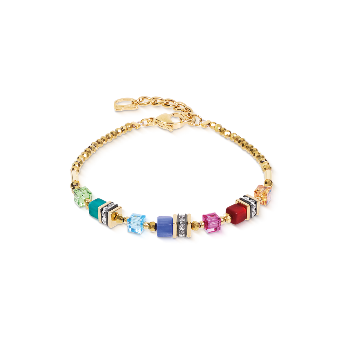 Bracelet Mini Cubes multicolor rainbow gold