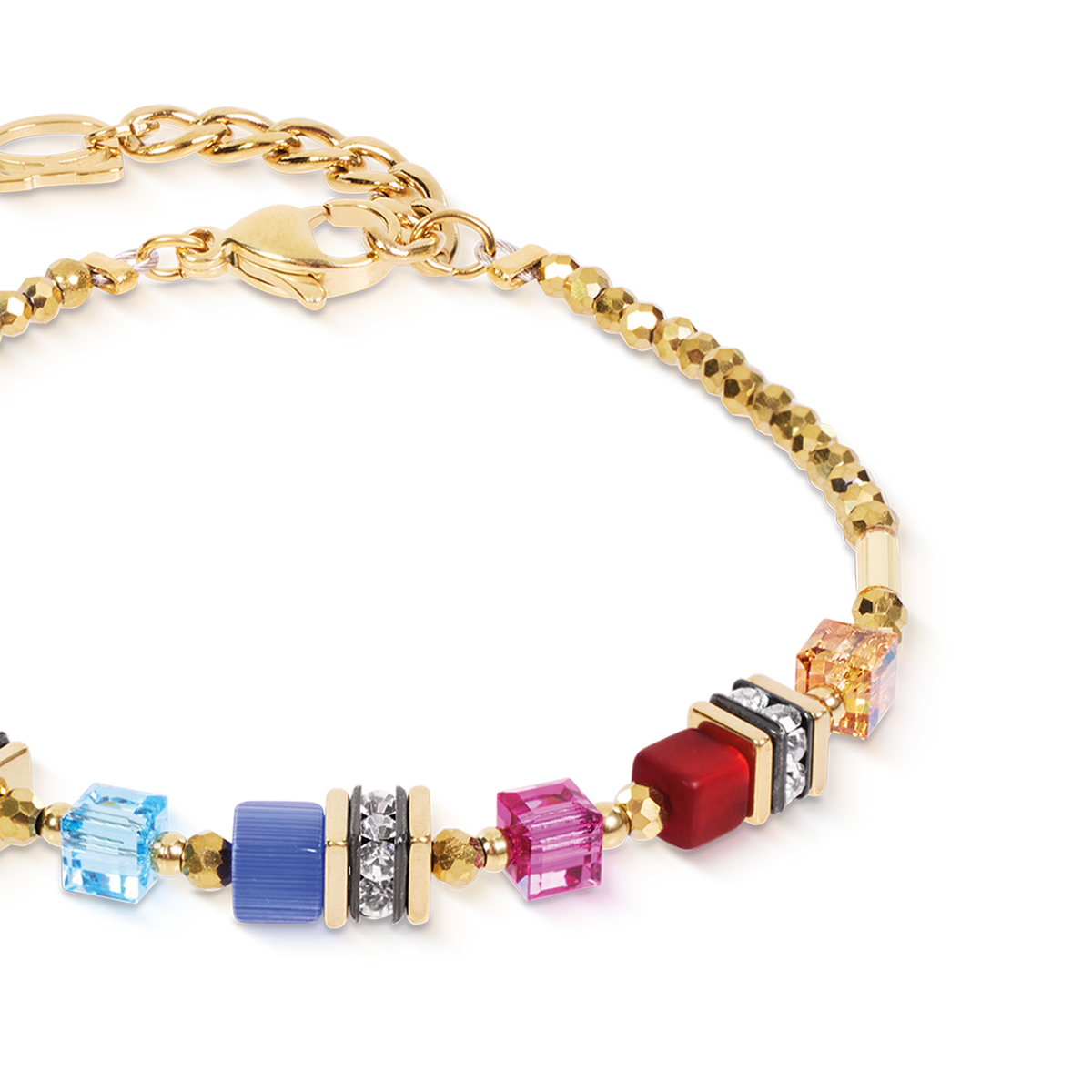 Bracelet Mini Cubes multicolor rainbow gold
