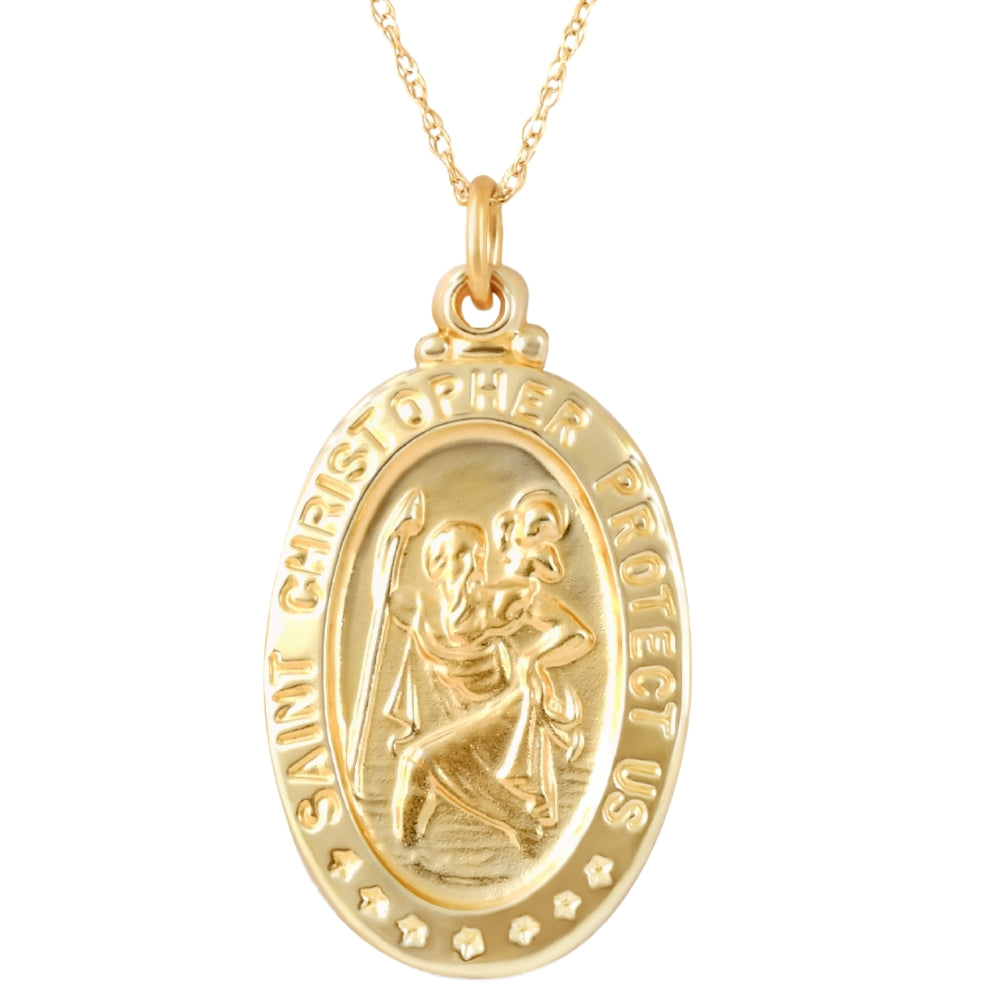 14k Yellow Gold St. Christopher Medal Pendant 1' Tall 2.5 Grams