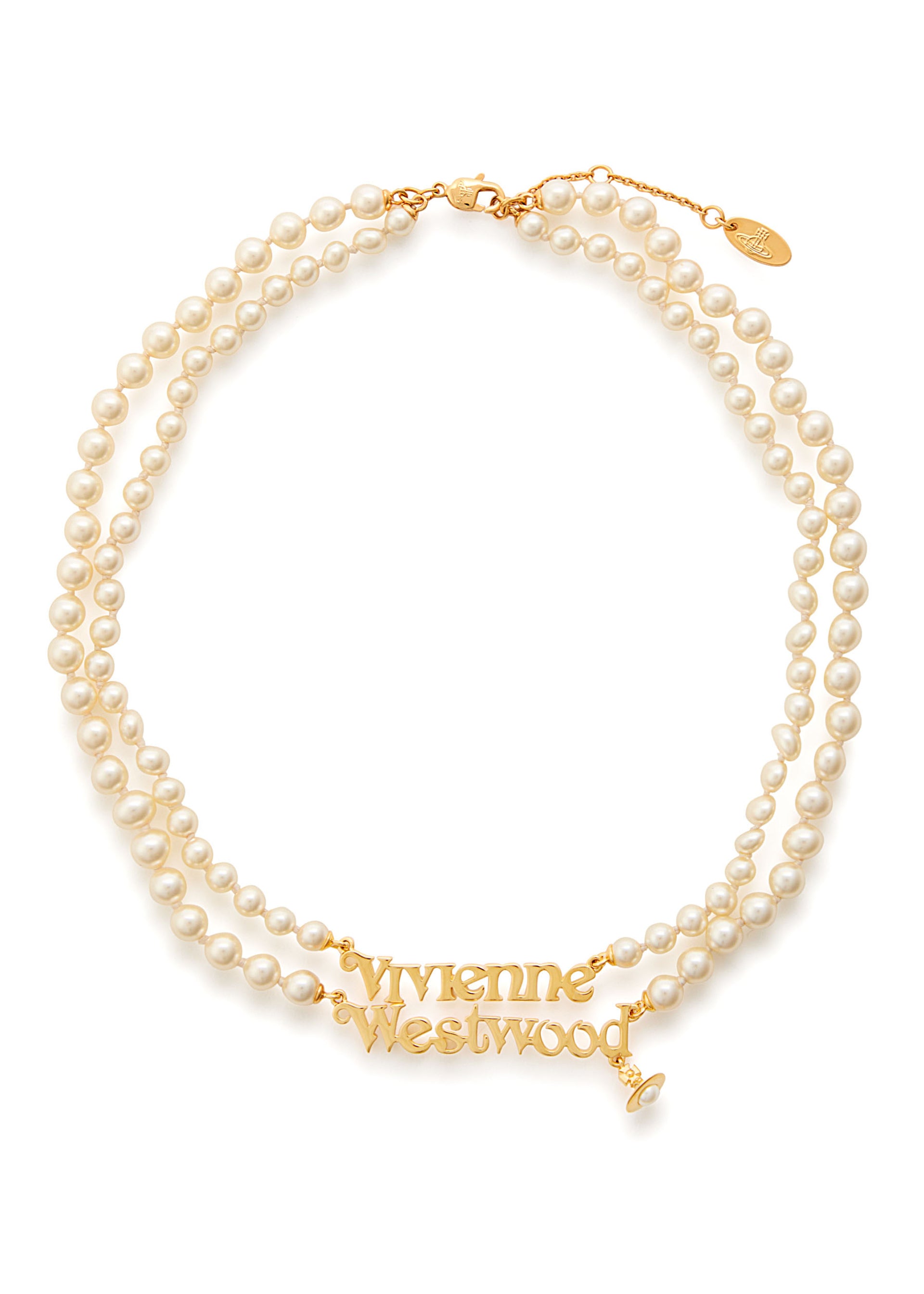 Amelia logo faux pearl bracelets - set of two