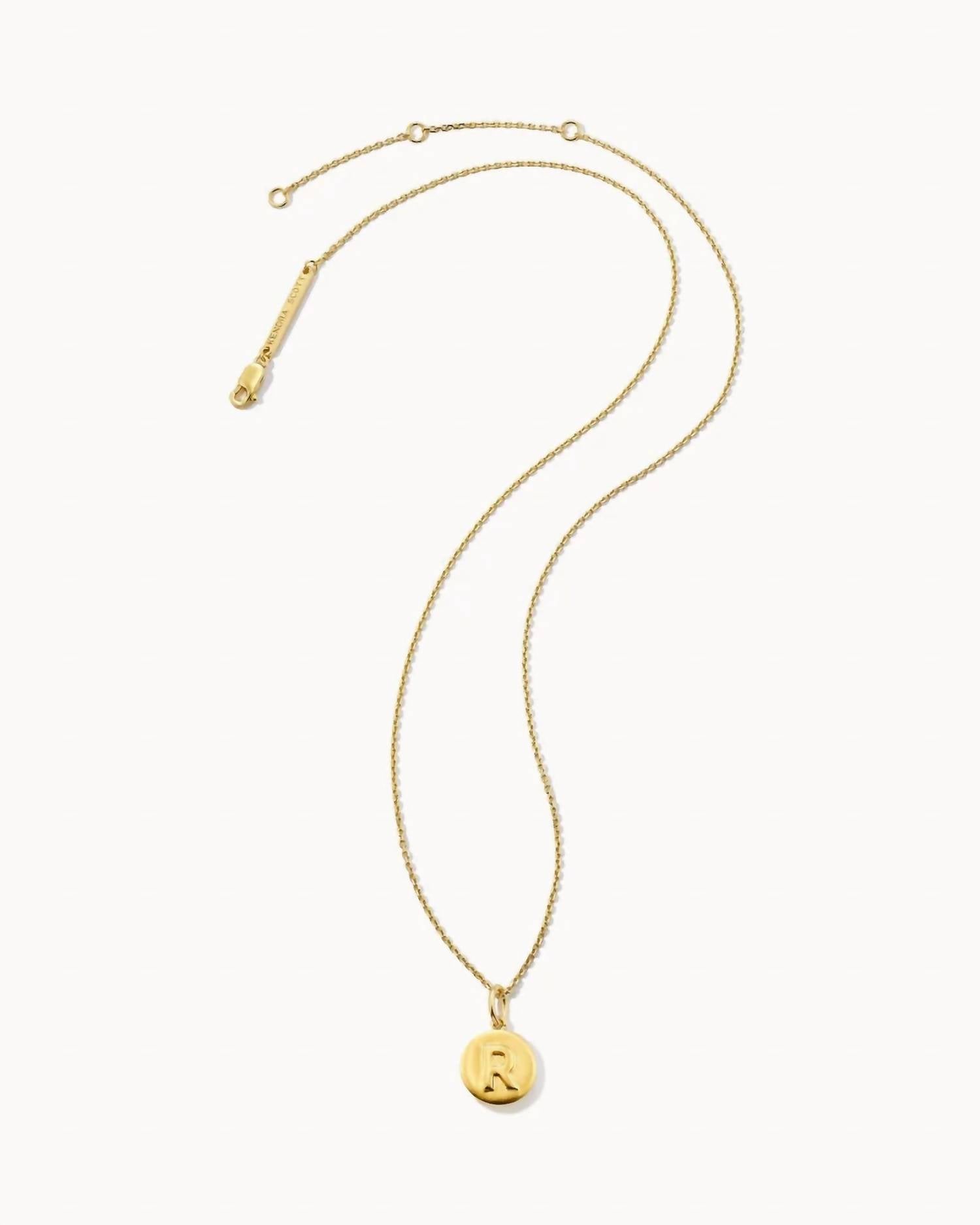 Women's Letter 'r' Coin Pendant Necklace In Gold