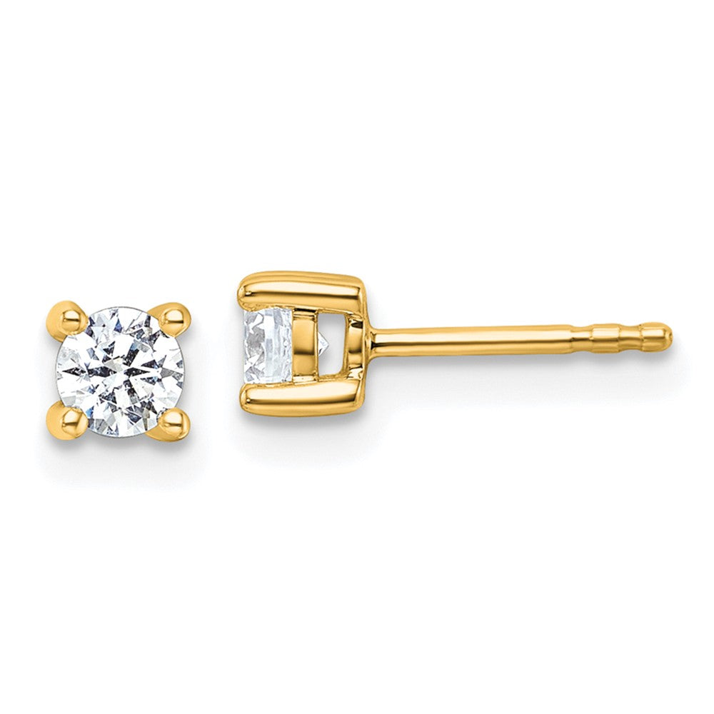 14k Yellow Gold 1/2 CT Round Lab Grown Diamond Stud Earrings VS Clarity D-E Color