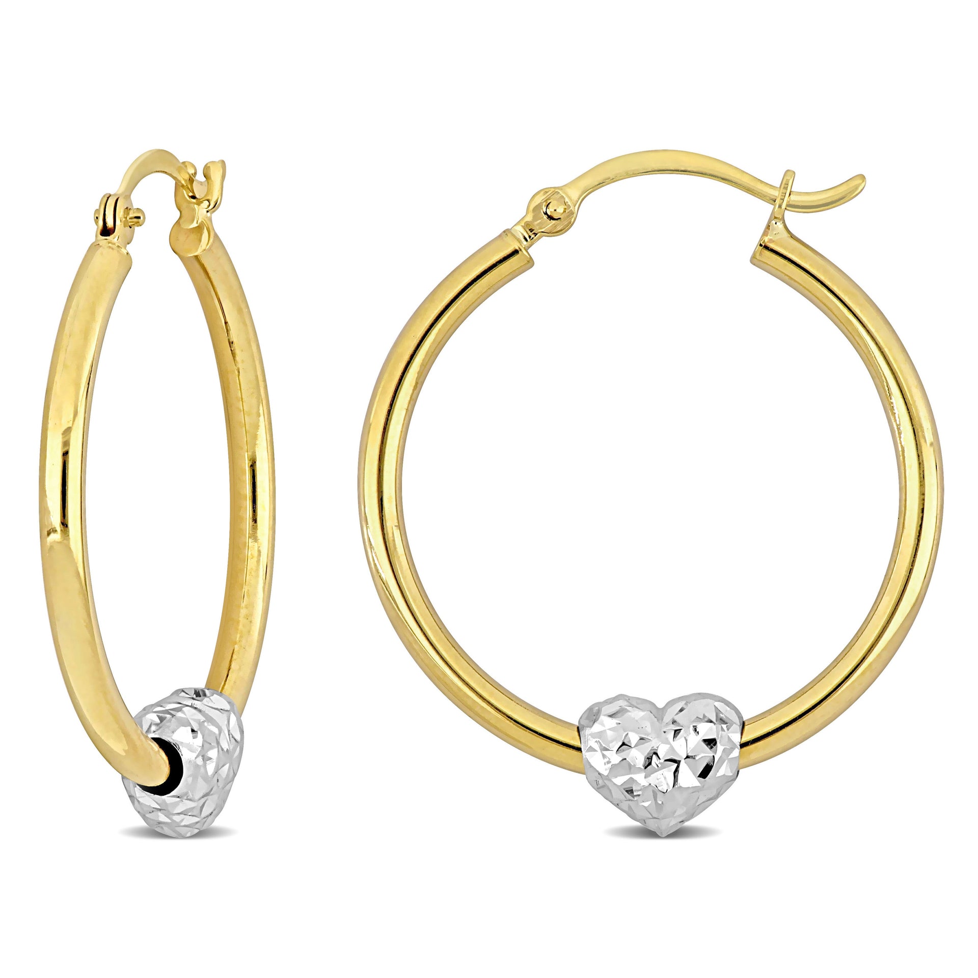 Mimi & Max 29mm Heart Hoop Earrings in 14k Yellow Gold