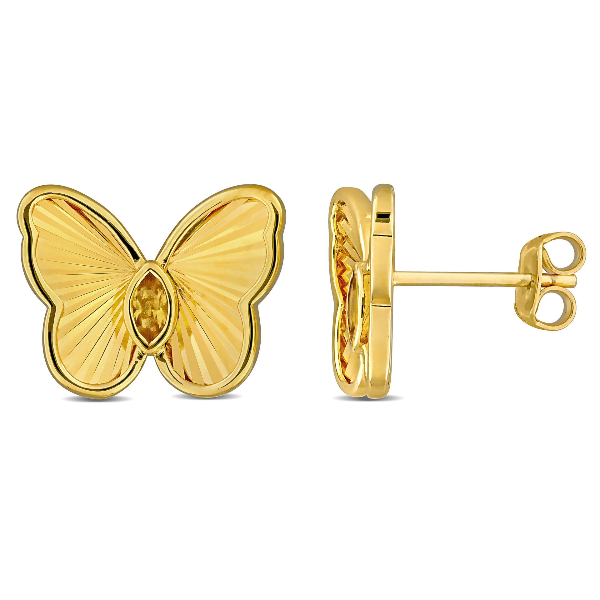 Mimi & Max 1/4ct TGW Marquise-Cut Citrine Butterfly Stud Earrings Yellow Silver