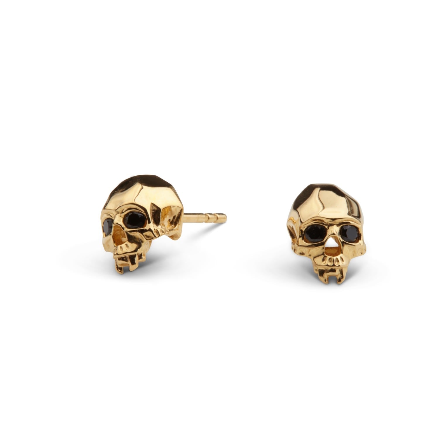 Vampire Skull Stud Earrings Gold