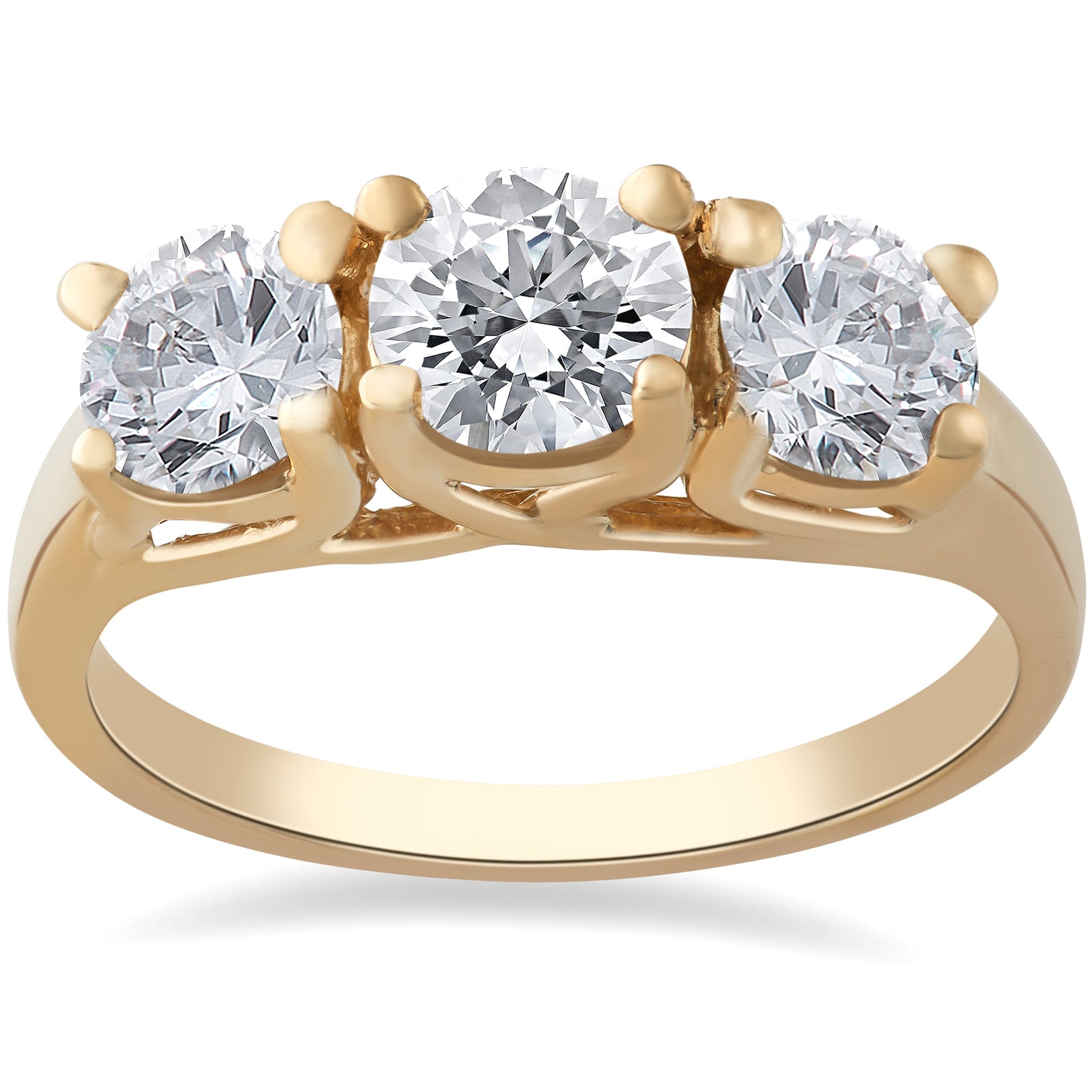 3 1/2 CT 3-Stone Engagement Ring 14k Yellow Gold