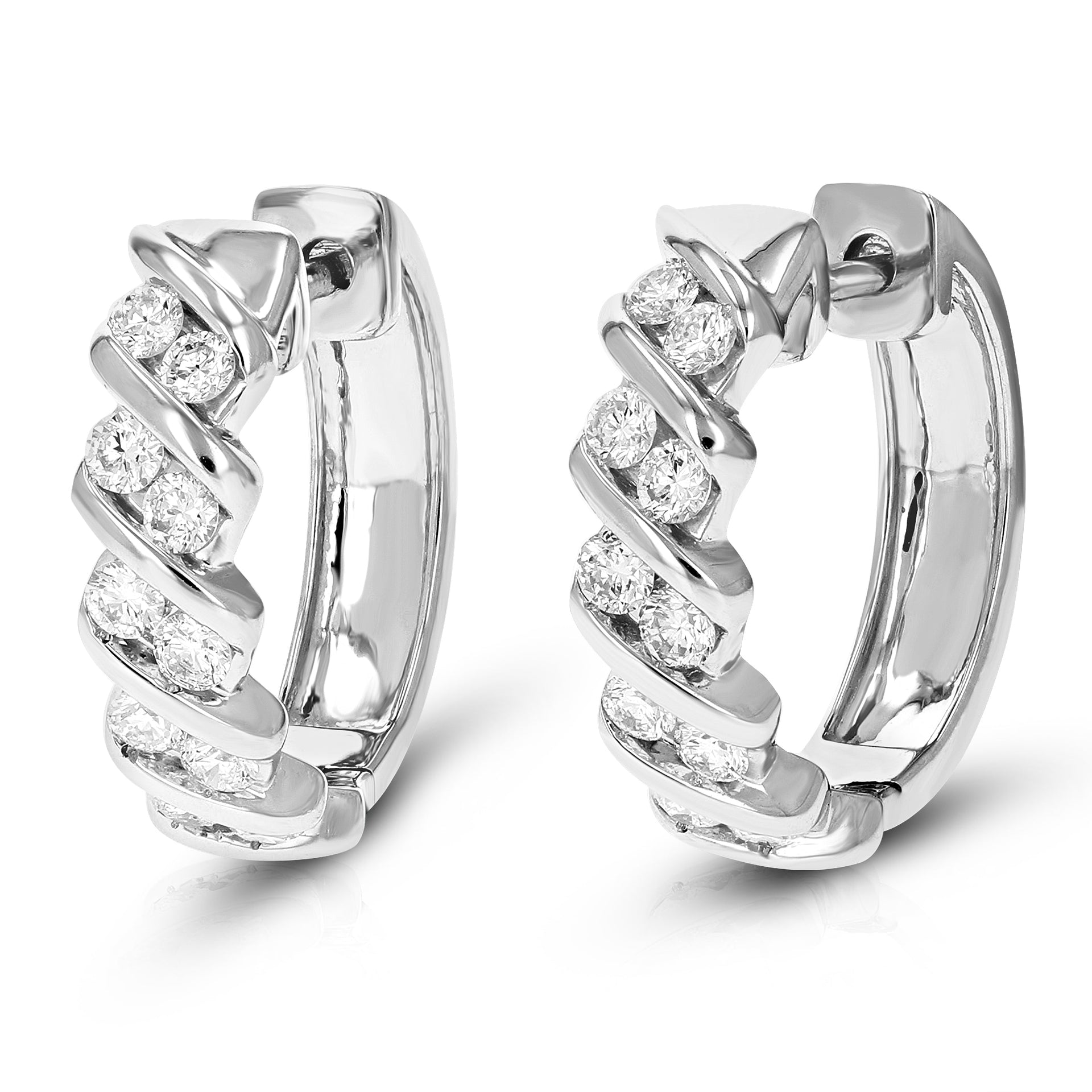 3/4 cttw Round Cut Lab Grown Diamond Hoop Earrings in .925 Sterling Silver Prong Set 2/3 Inch