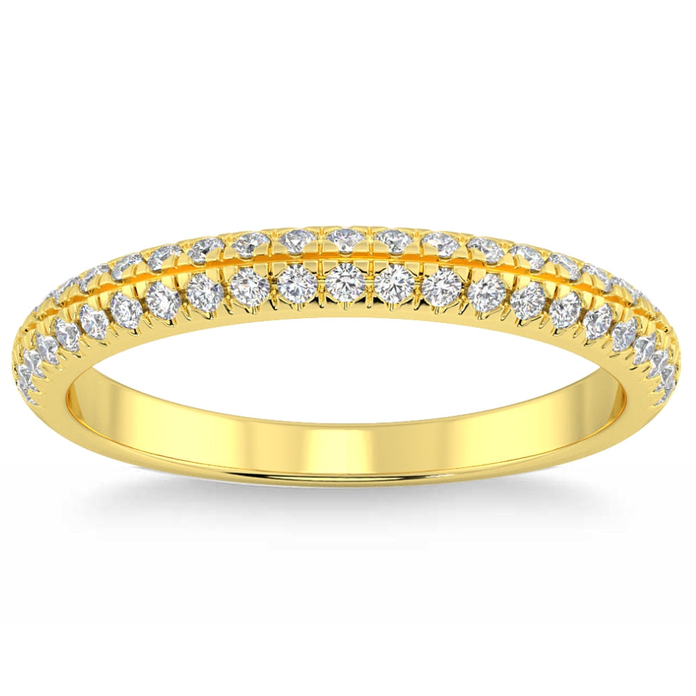 1/2 ct Pave Diamond Wedding Ring 14k Gold Stackable Band Lab Grown
