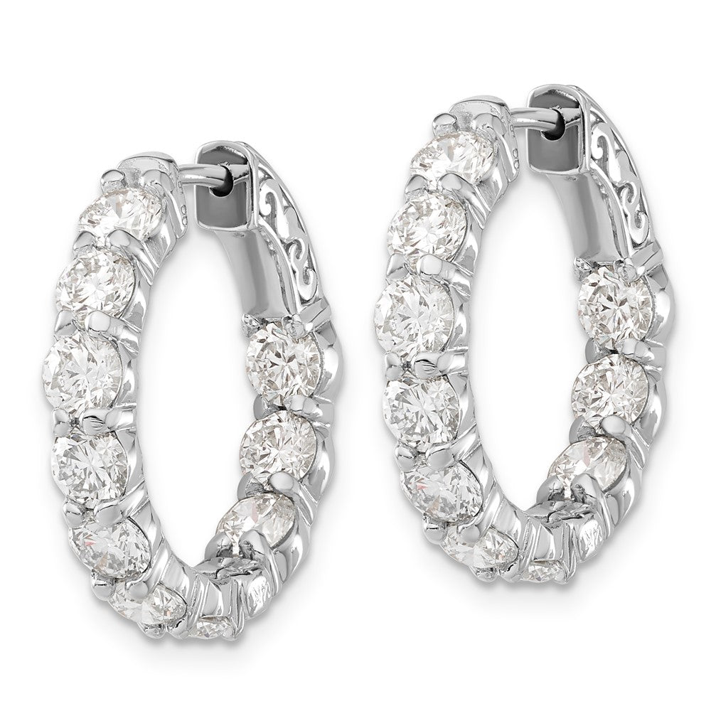14k White Gold 4.35 CT Lab Grown Diamond Round Hoop W/safety Clasp Hoop Earrings VS Clarity G-H Color