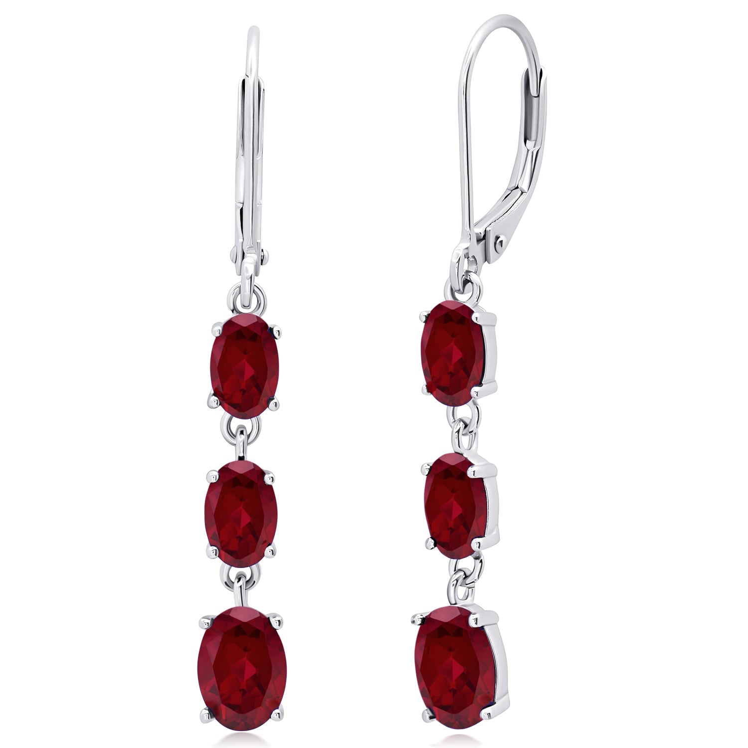 Gemstone Oval Shape Dangle Earrings in 925 Sterling Silver (1.5')