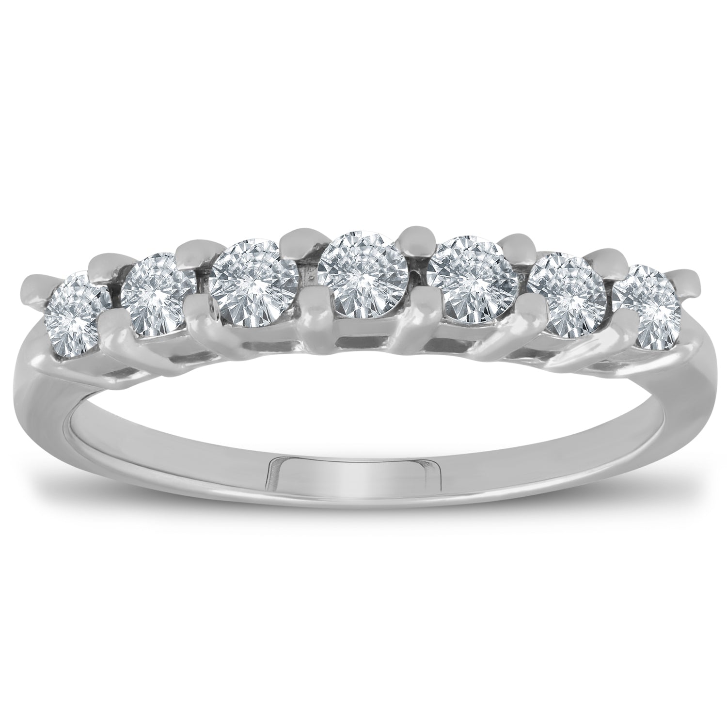 1/2 CT 7-Stone Diamond Wedding Ring 14K White Gold Women's Anniversary Band