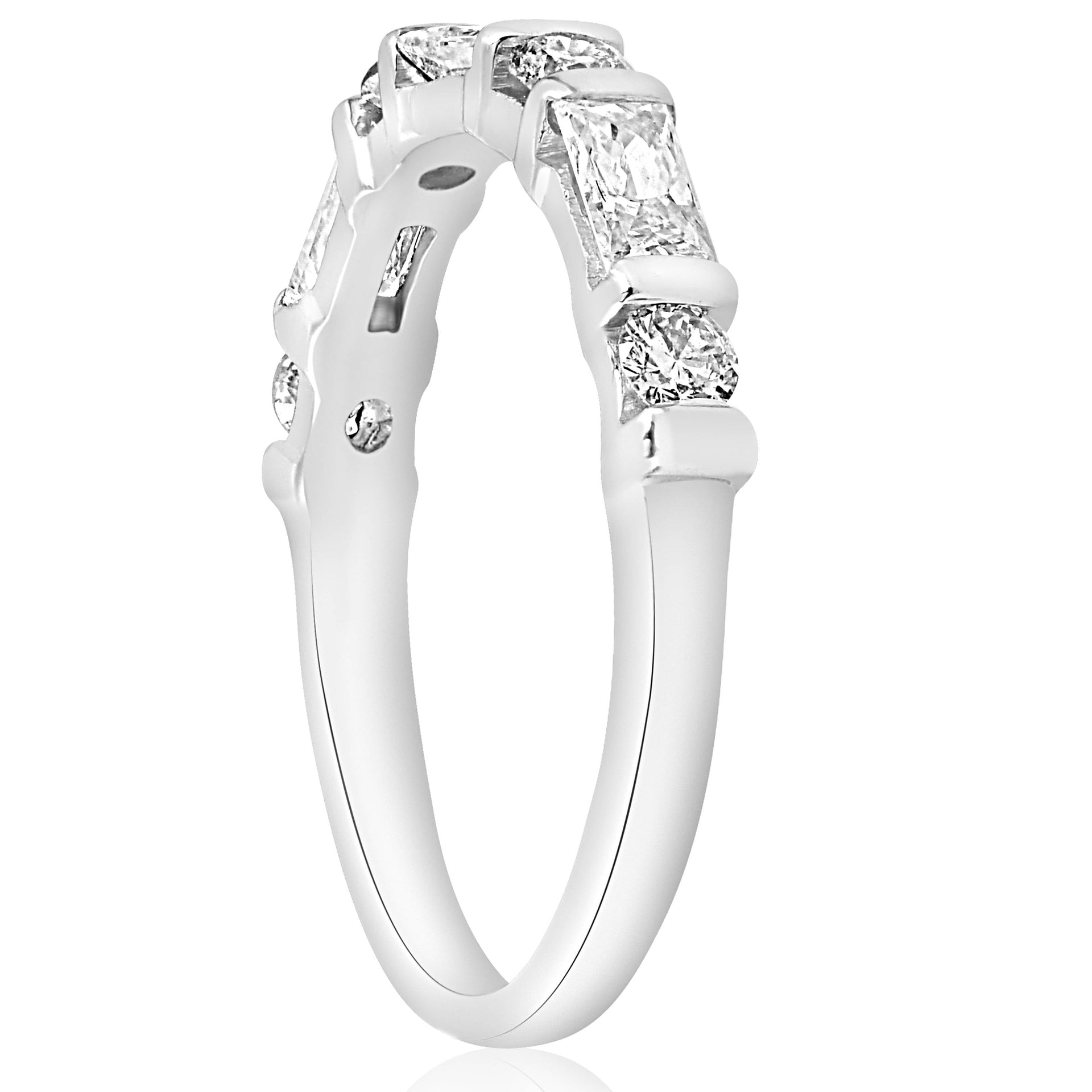 White Gold 1/2 CT Round & Baguette VS Diamond Ring
