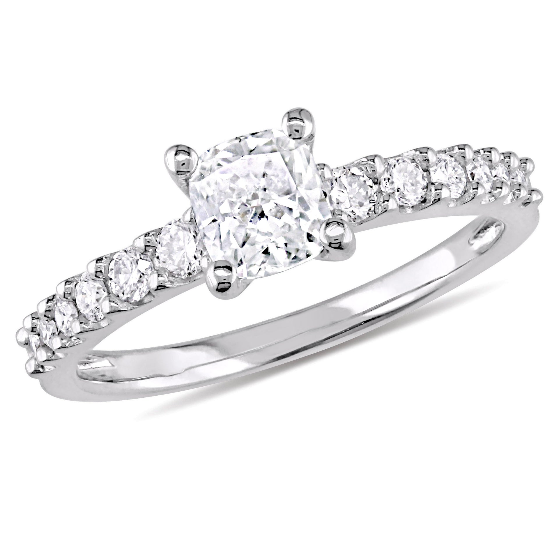 Mimi & Max 1ct TW Cushion Diamond Engagement Ring 14k White Gold