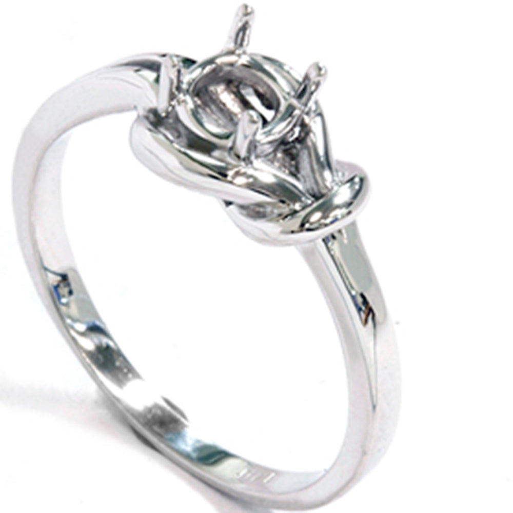 14K White Gold Knot Solitaire Engagement Ring Setting