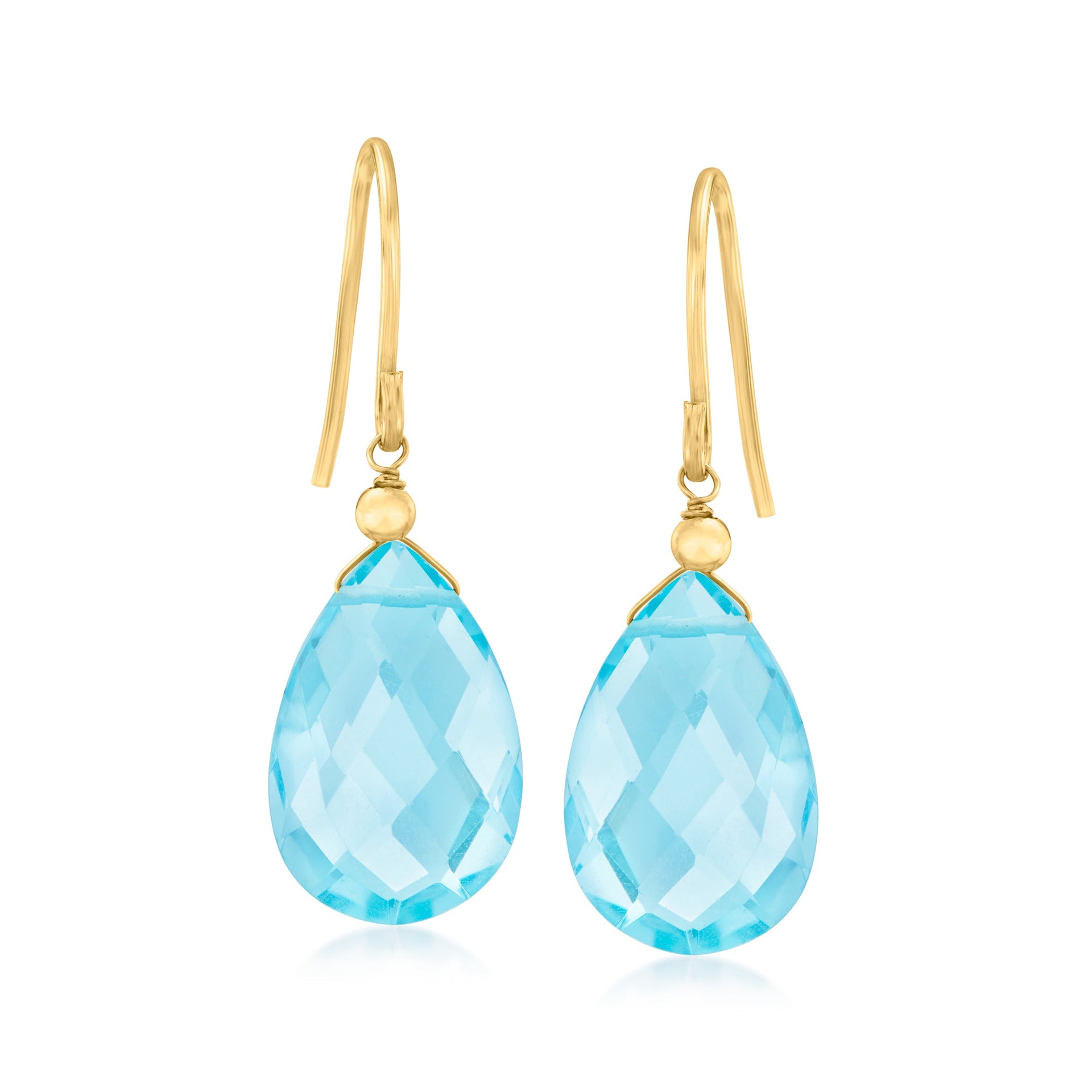 Canaria Sky Blue Topaz Drop Earrings in 10kt Yellow Gold