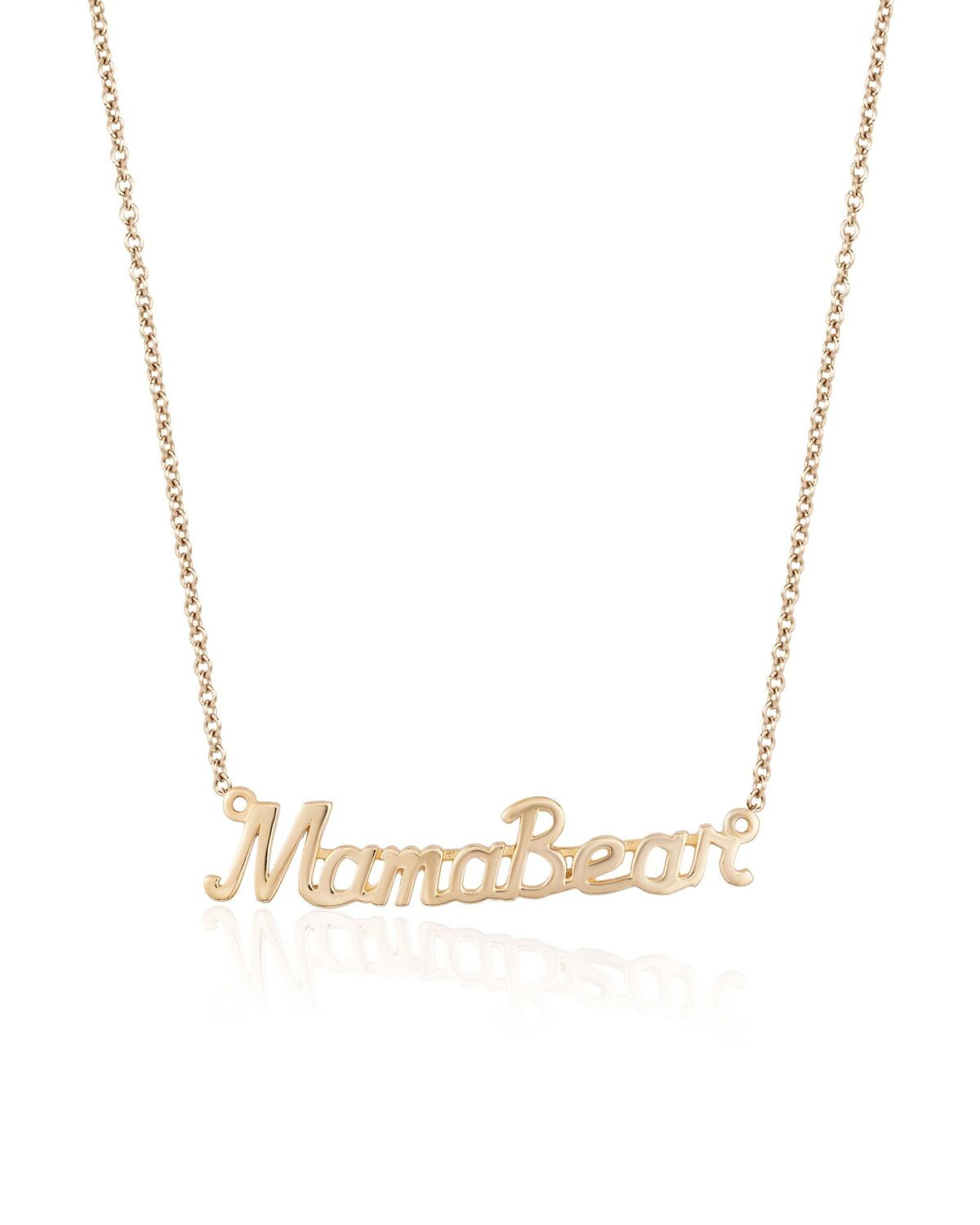 MamaBear Nameplate Necklace Yellow Gold